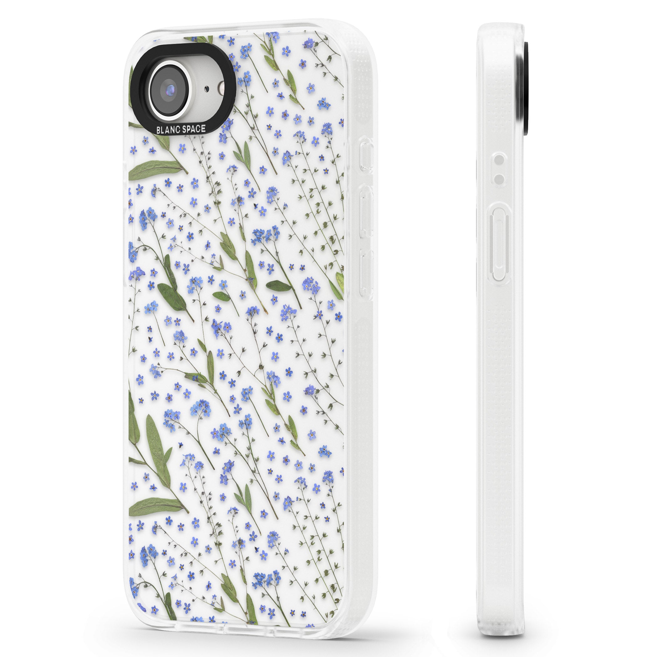 Blue Wild Flower Design iPhone 16e Clear Case Impact Air - Blanc Space