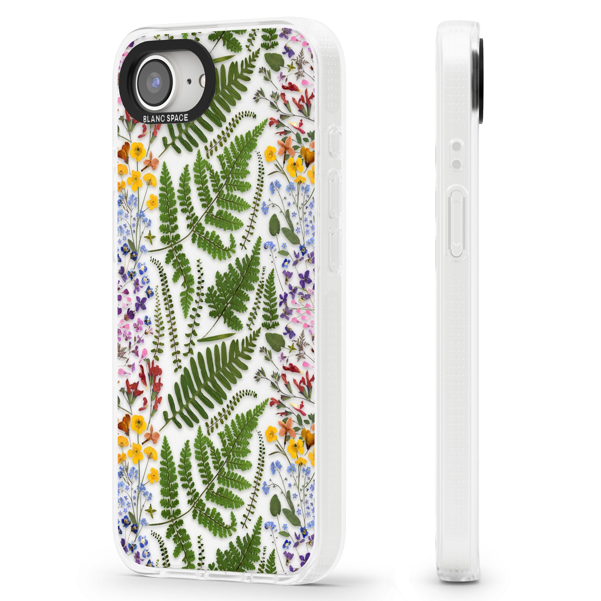 Busy Floral and Fern Design iPhone 16e Clear Case Impact Air - Blanc Space