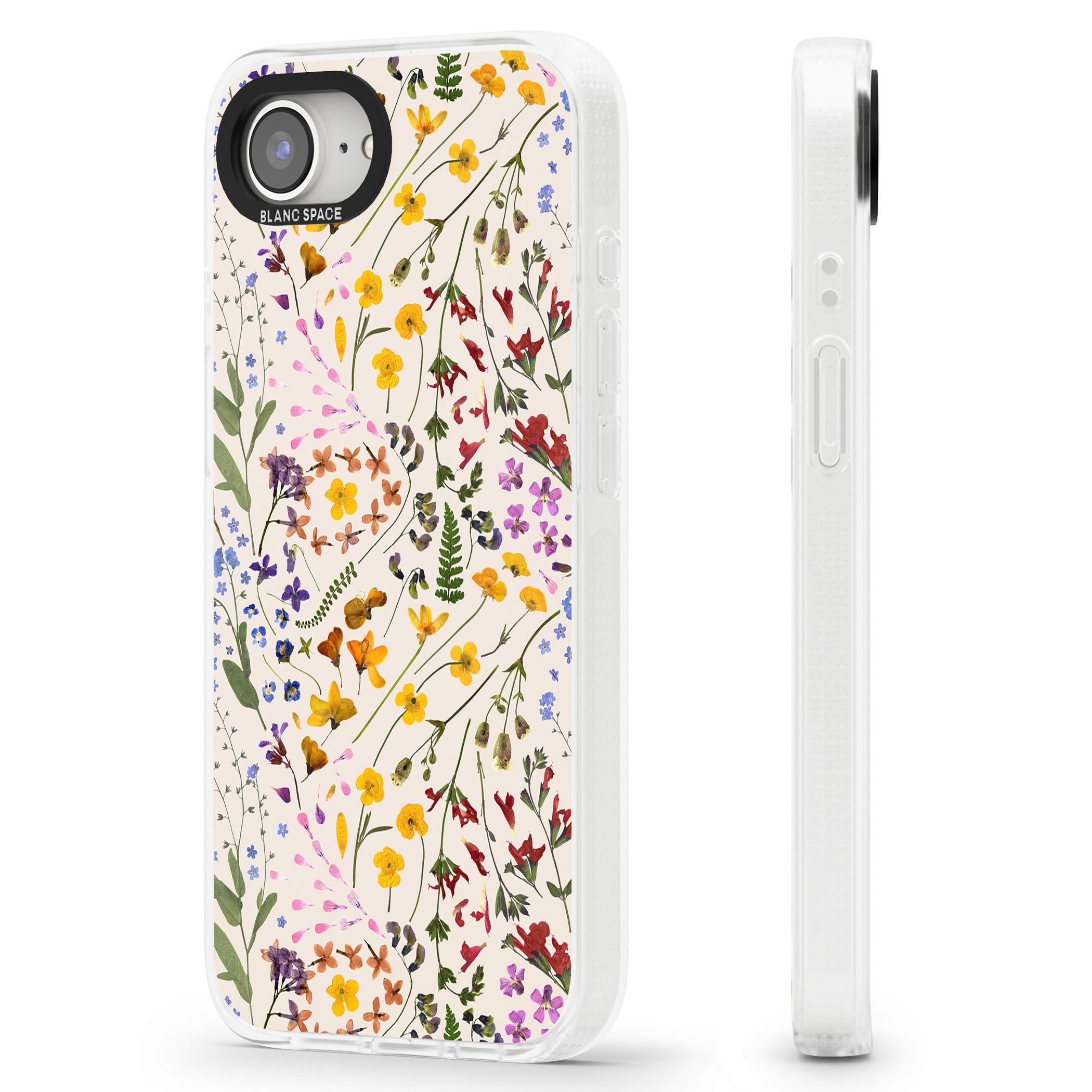 Wildflower & Leaves Cluster Design - Cream iPhone 16e Clear Case Impact Air - Blanc Space