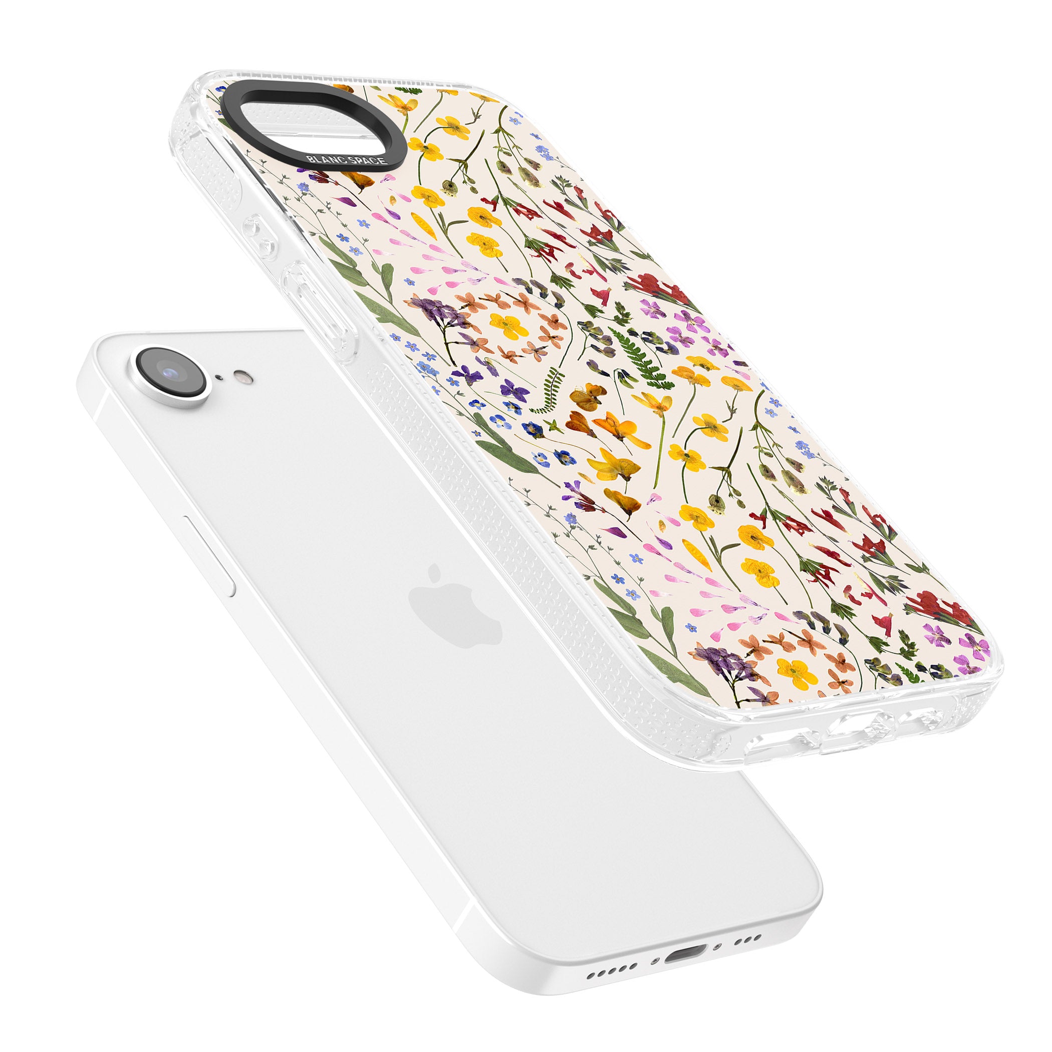 Wildflower & Leaves Cluster Design - Cream iPhone 16e Clear Case Impact Air - Blanc Space