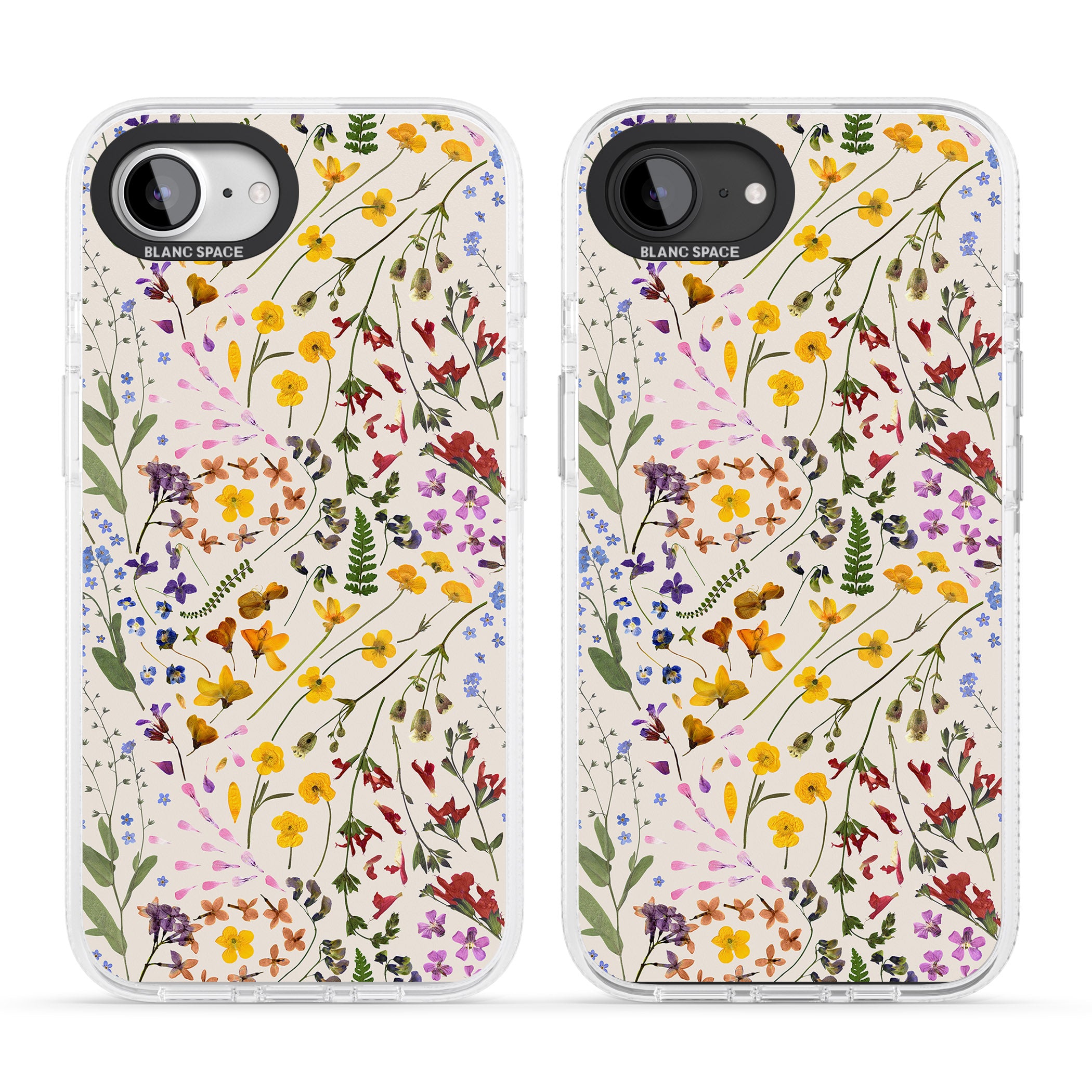 Wildflower & Leaves Cluster Design - Cream iPhone 16e Clear Case Impact Air - Blanc Space