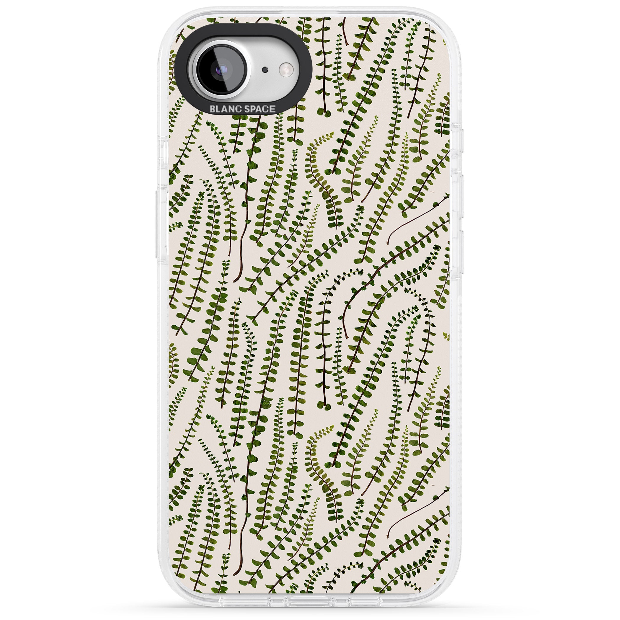 Fern Leaf Pattern Design - Cream iPhone 16e Clear Case Impact Air - Blanc Space