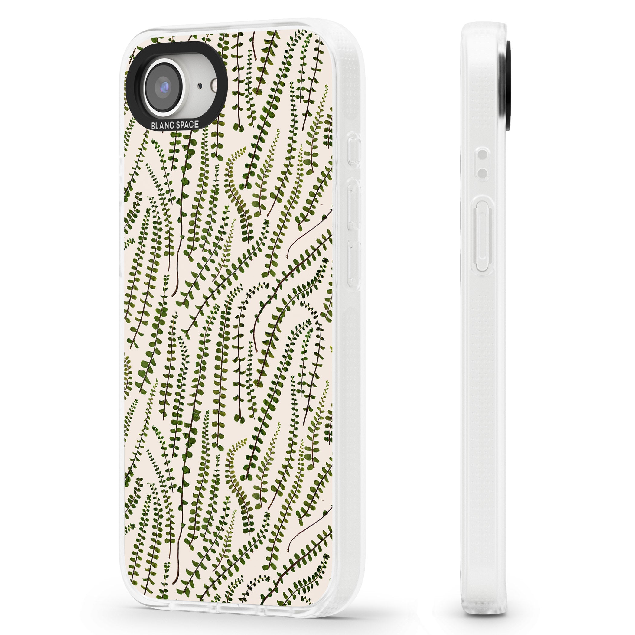 Fern Leaf Pattern Design - Cream iPhone 16e Clear Case Impact Air - Blanc Space