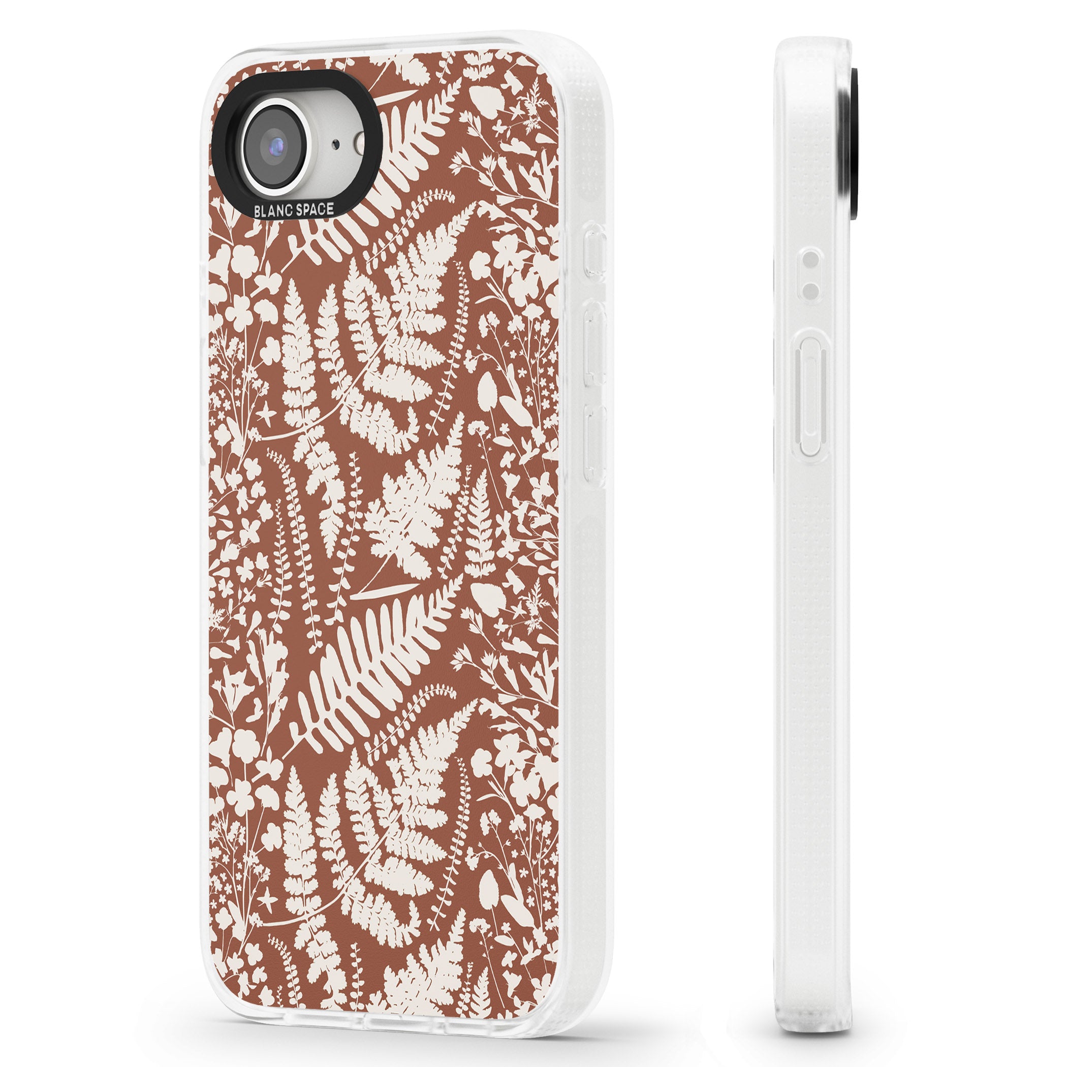 Wildflowers and Ferns on Terracotta iPhone 16e Clear Case Impact Air - Blanc Space