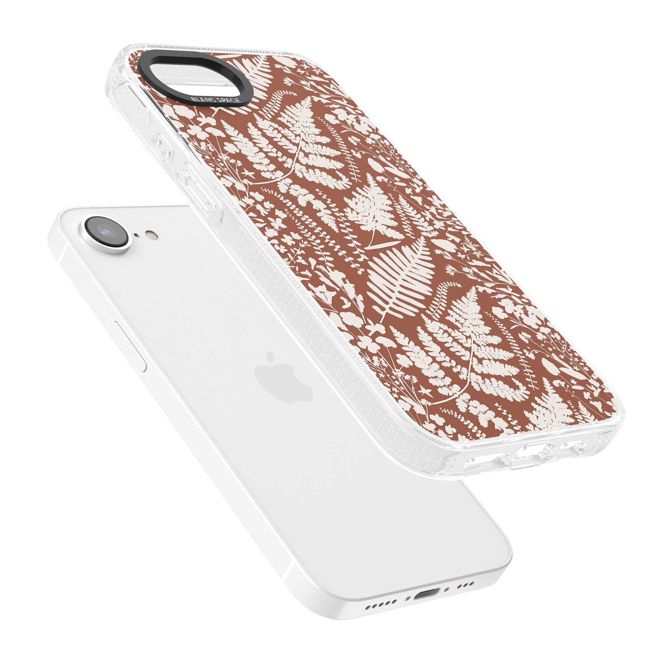 Wildflowers and Ferns on Terracotta iPhone 16e Clear Case Impact Air - Blanc Space