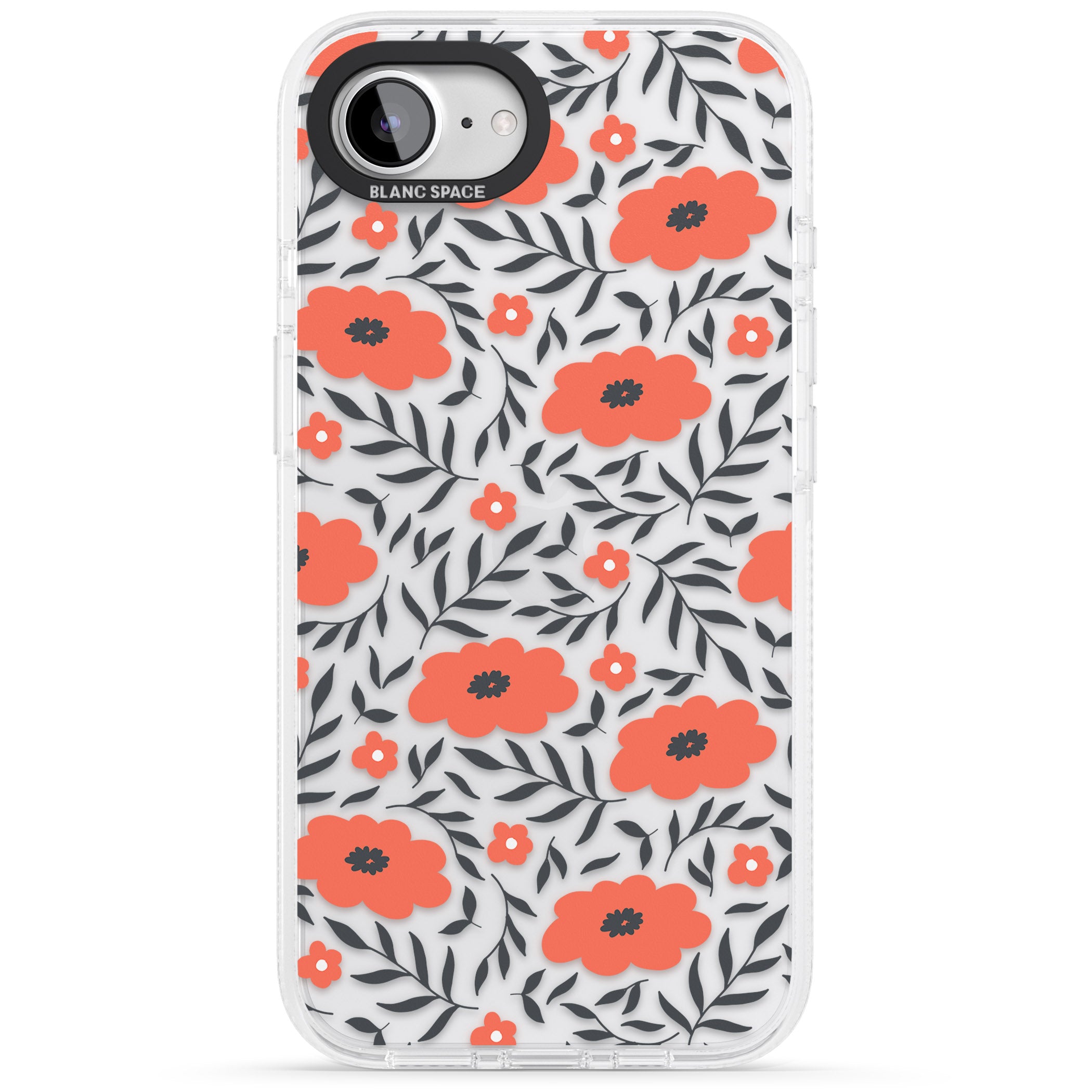 Red Poppy Transparent Floral iPhone 16e Clear Case Impact Air - Blanc Space