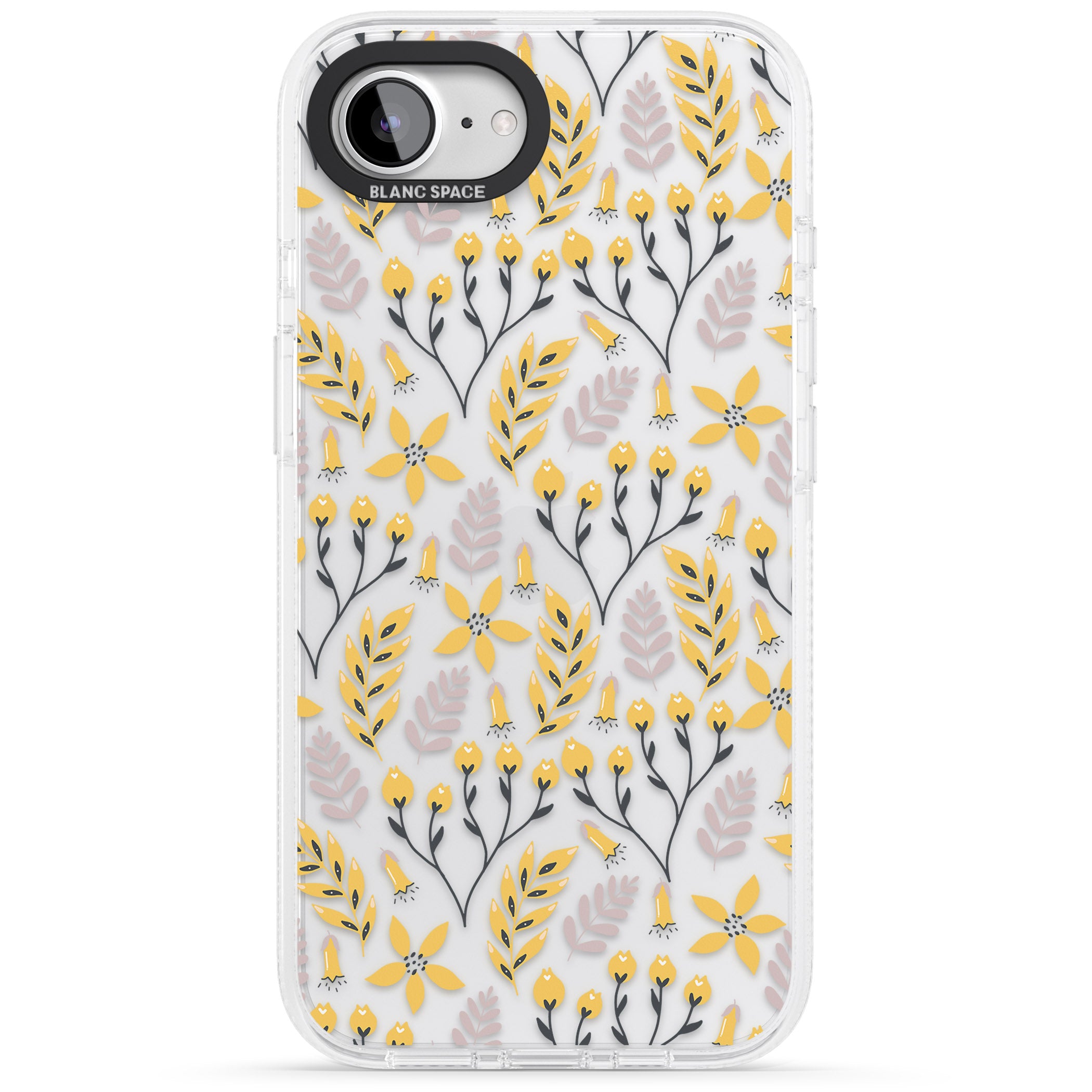Yellow Leaves Transparent Floral iPhone 16e Clear Case Impact Air - Blanc Space
