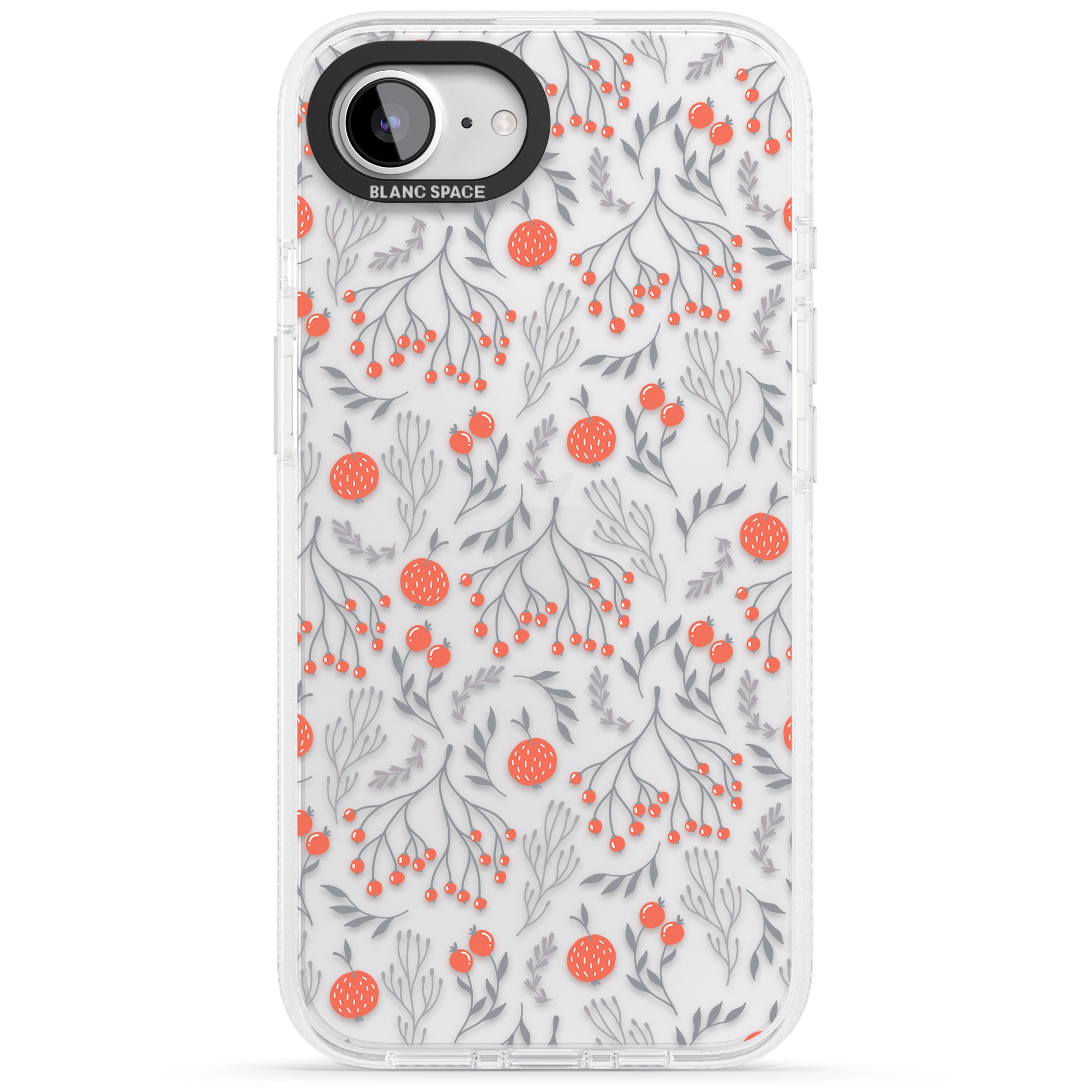 Red Fruits Transparent Floral iPhone 16e Clear Case Impact Air - Blanc Space