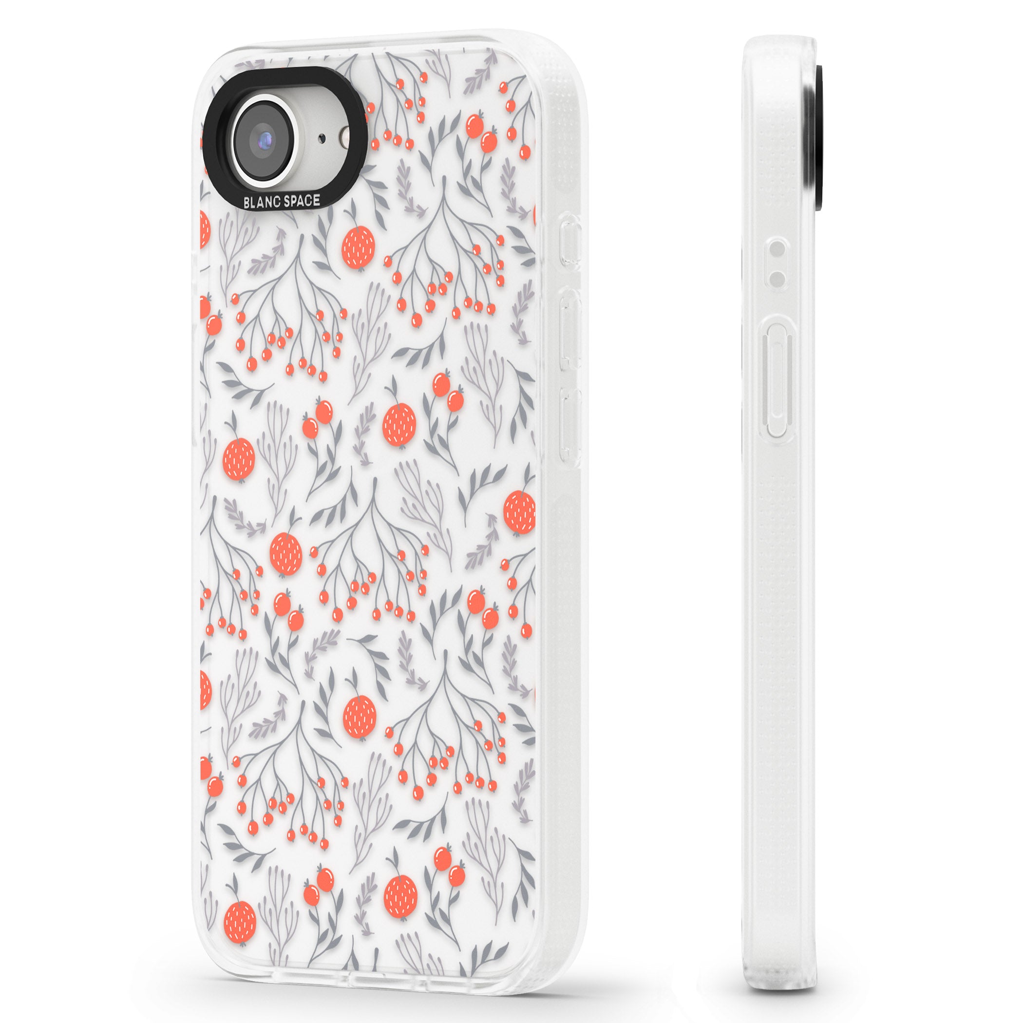 Red Fruits Transparent Floral iPhone 16e Clear Case Impact Air - Blanc Space