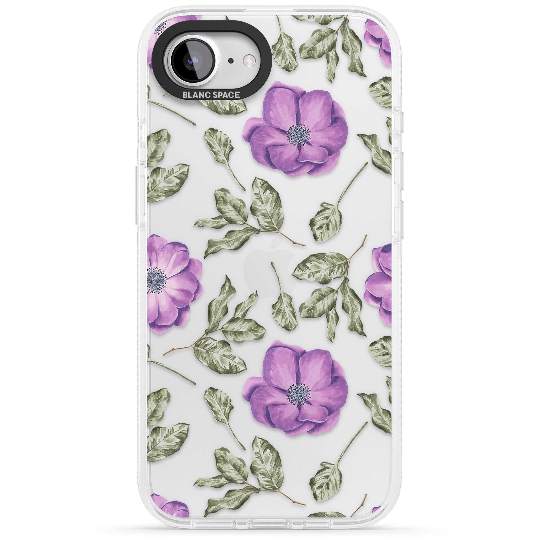 Purple Blossoms Transparent Floral iPhone 16e Clear Case Impact Air - Blanc Space