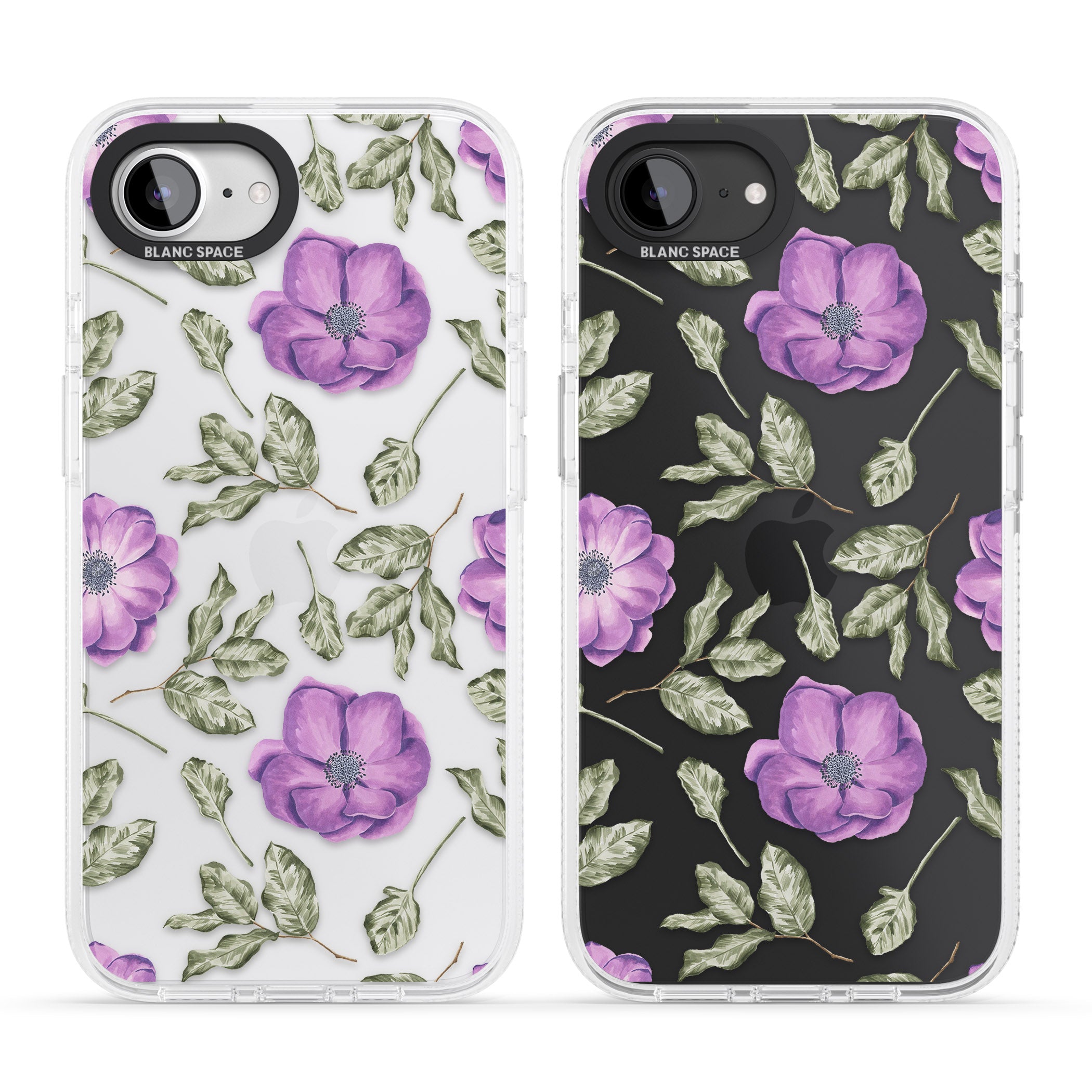 Purple Blossoms Transparent Floral iPhone 16e Clear Case Impact Air - Blanc Space