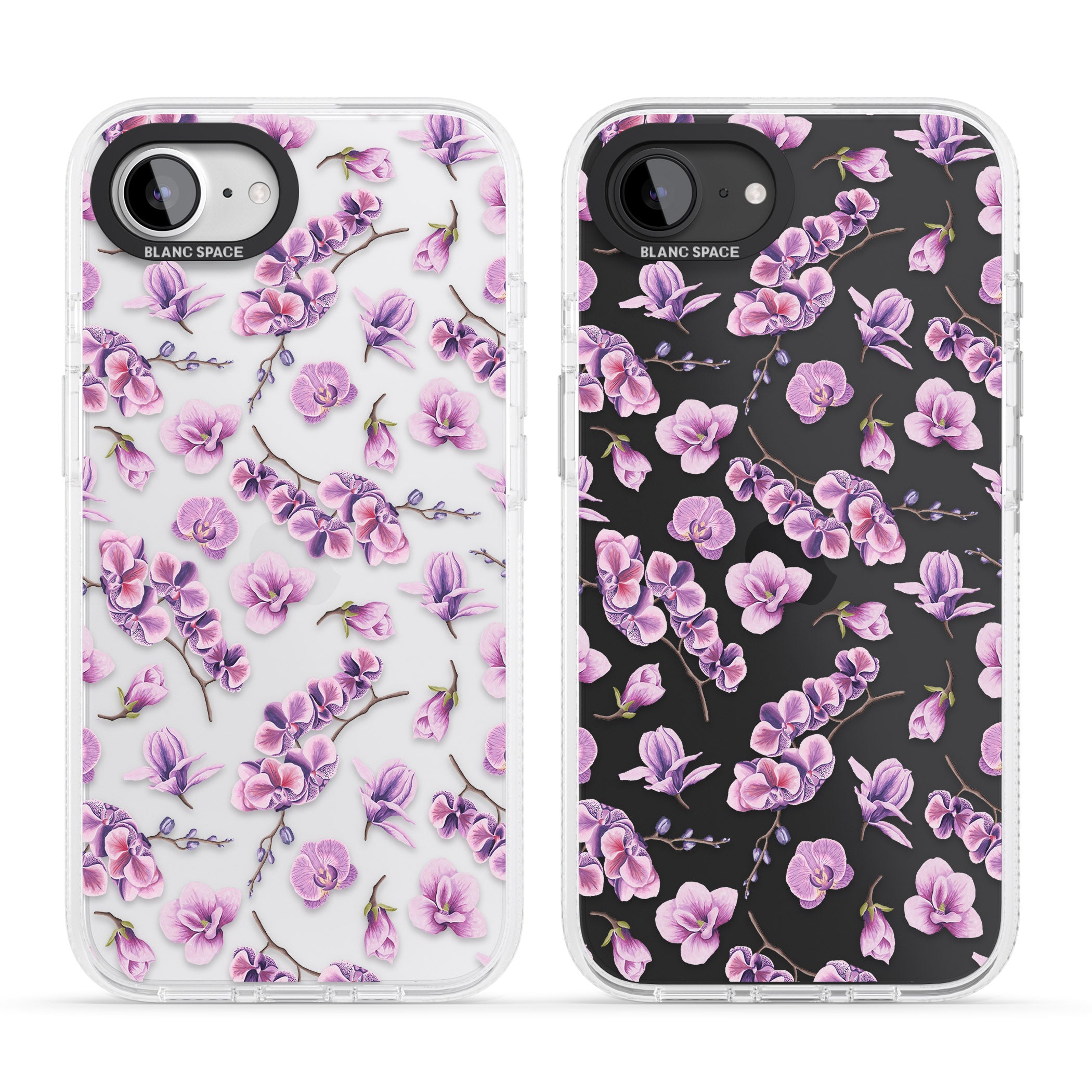 Purple Orchids Transparent Floral iPhone 16e Clear Case Impact Air - Blanc Space