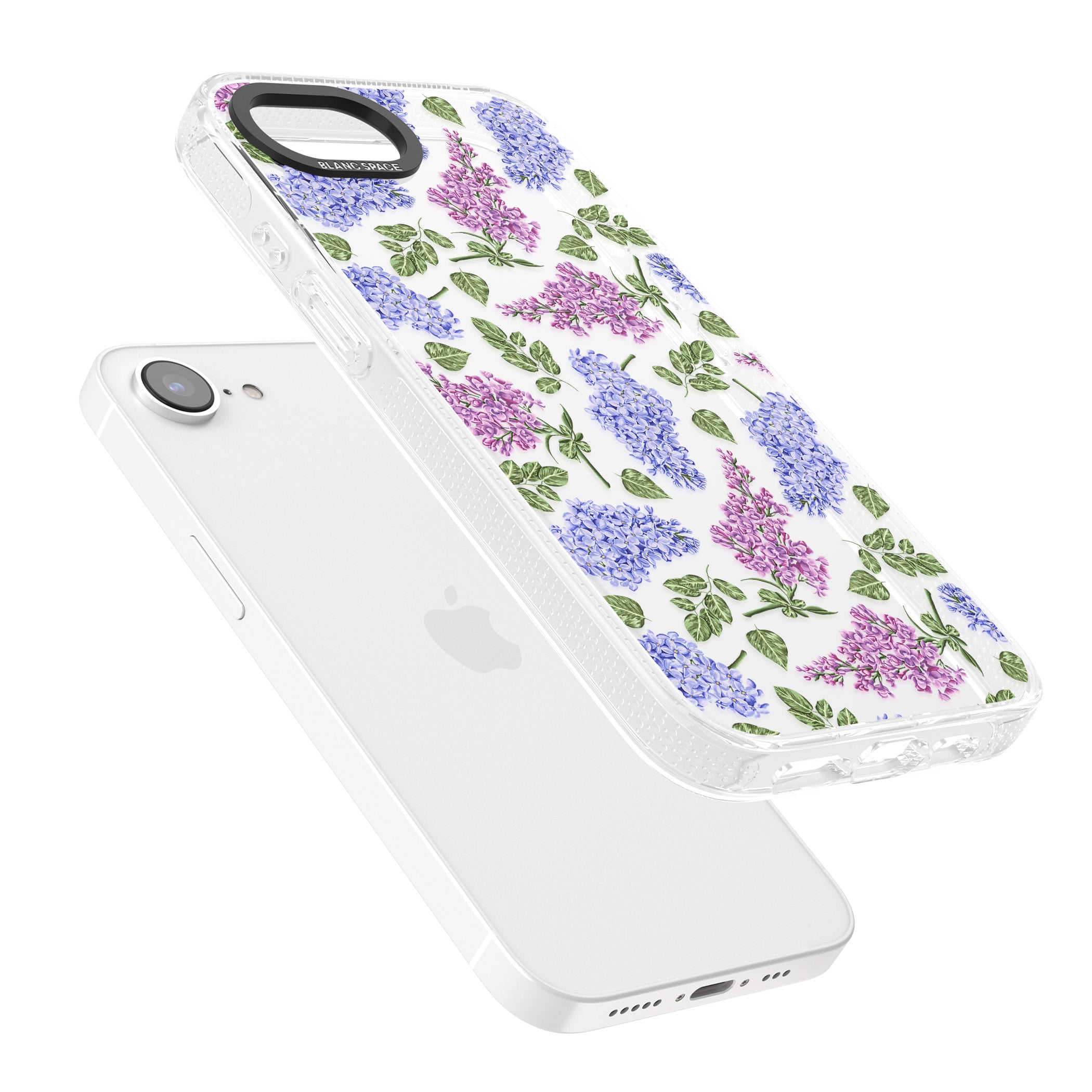 Purple Blossoms Transparent Floral iPhone 16e Clear Case Impact Air - Blanc Space