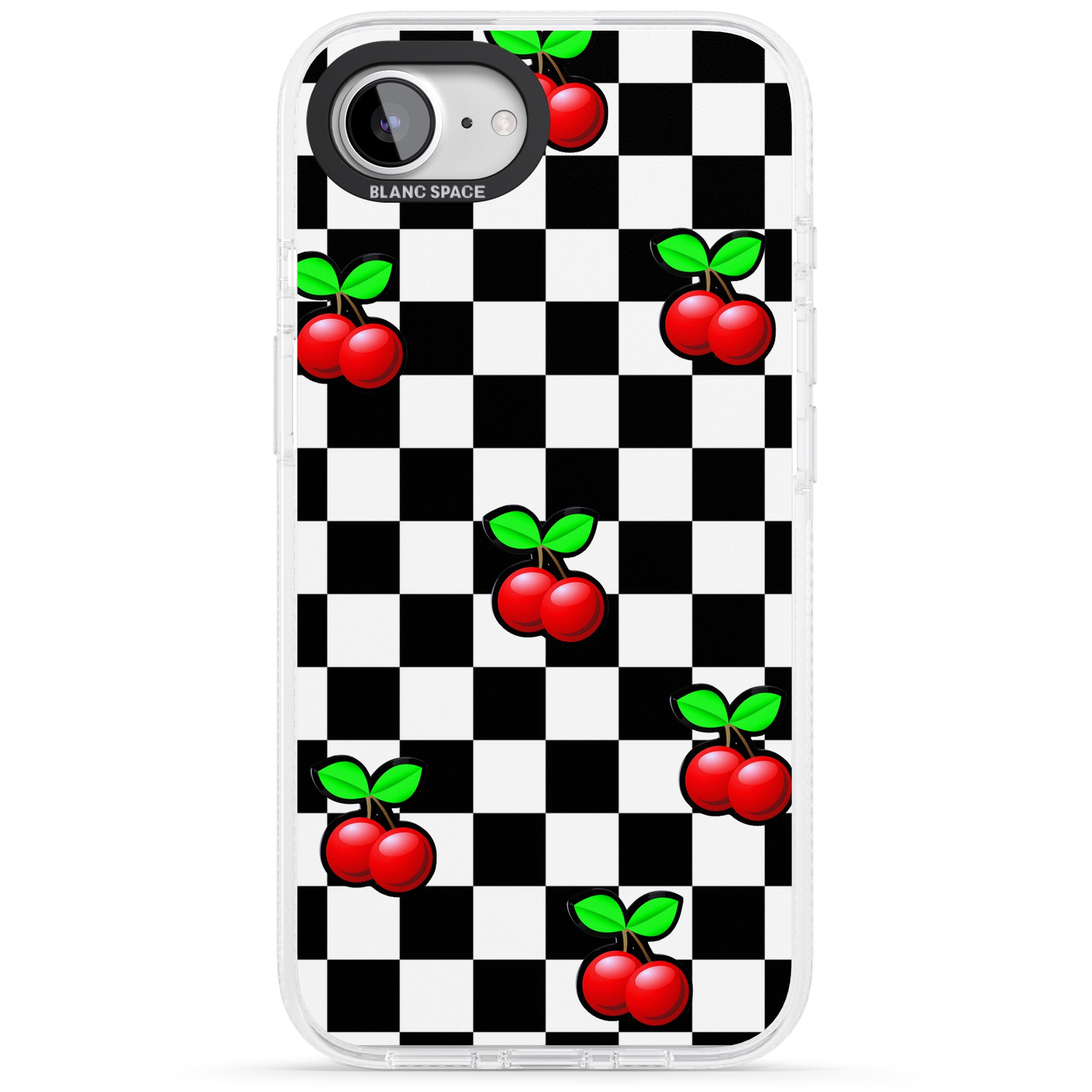 Checkered Cherry iPhone 16e Clear Case Impact Air - Blanc Space