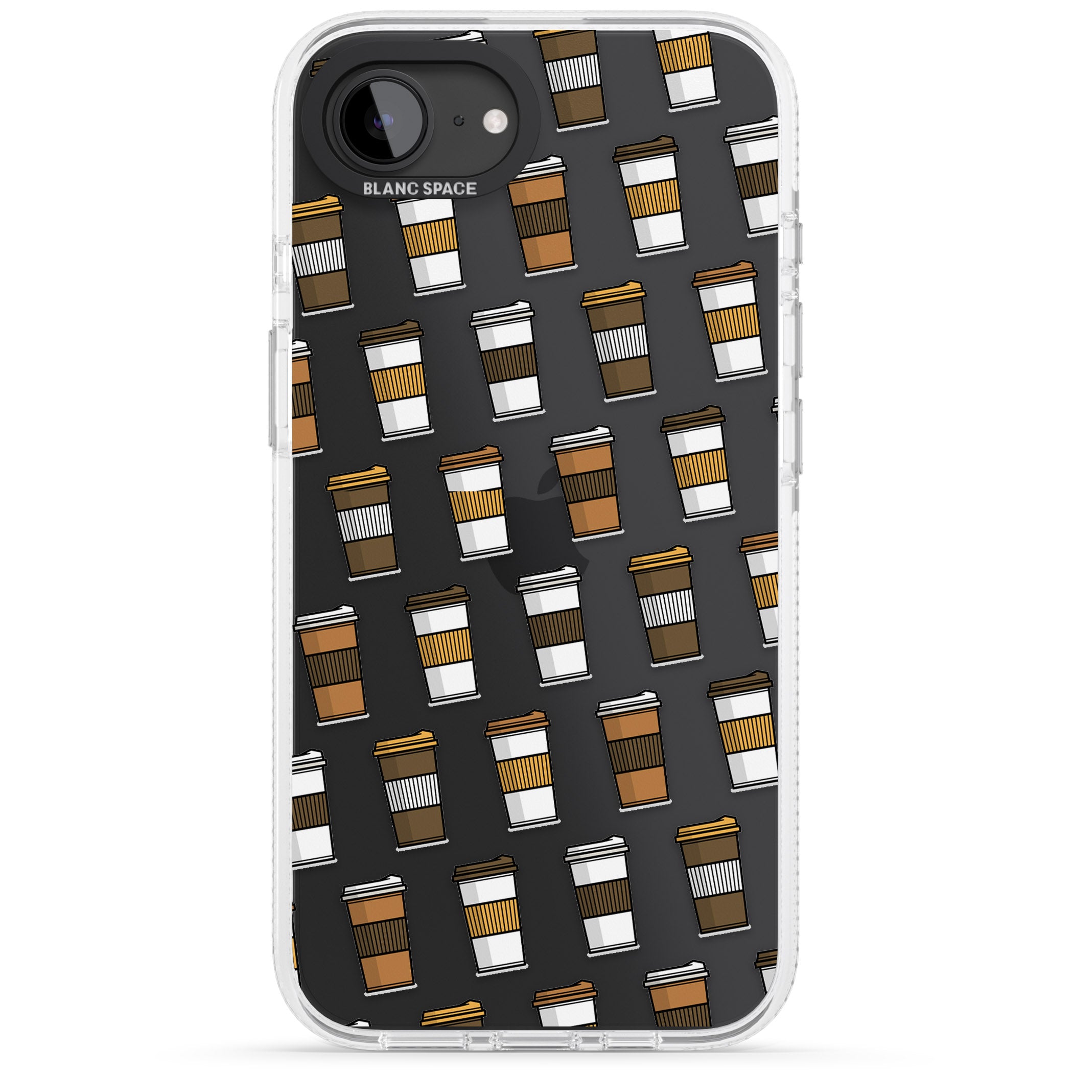 Coffee Cup Pattern iPhone 16e Clear Case Impact Air - Blanc Space
