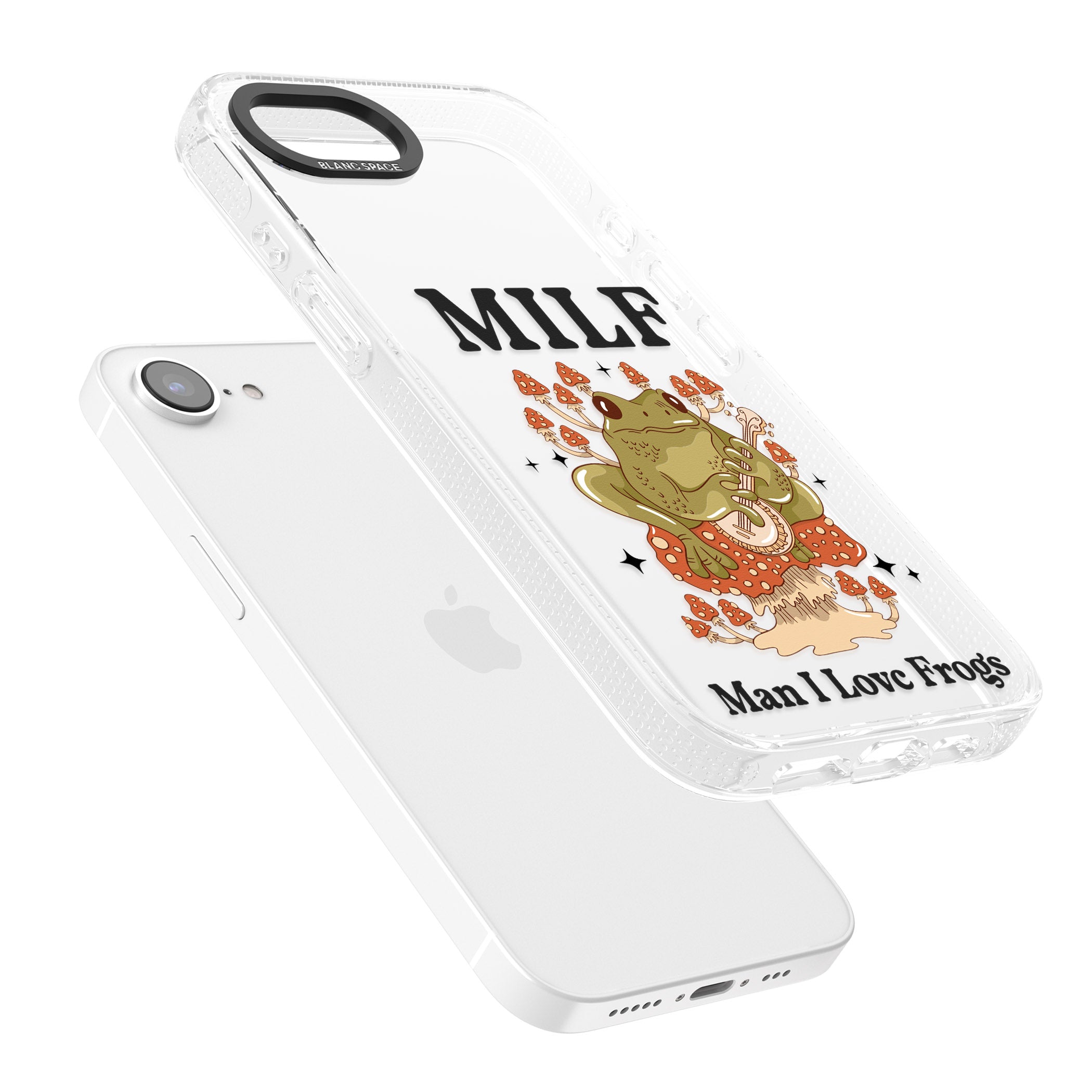 Man I Love Frogs iPhone 16e Clear Case Impact Air - Blanc Space