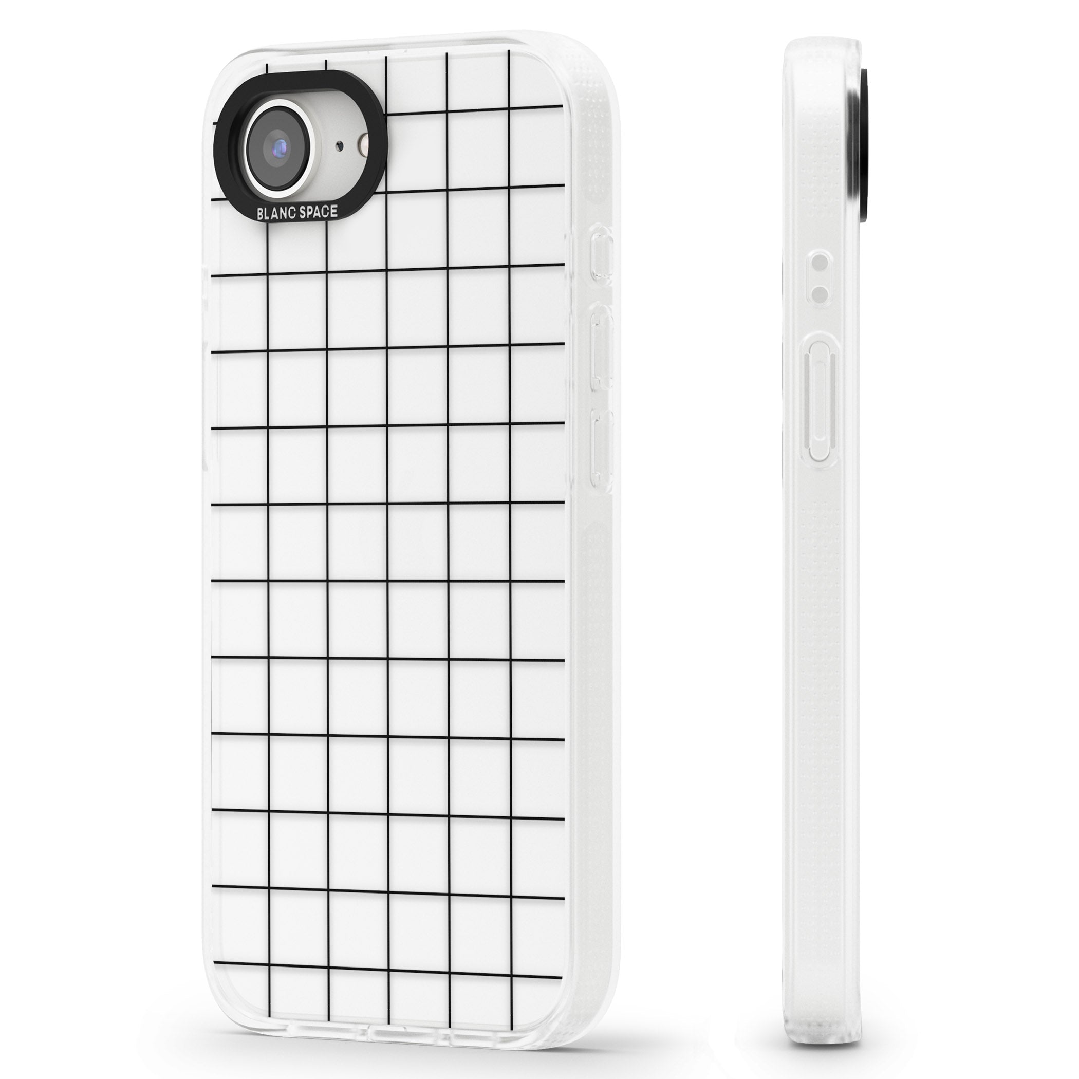 Simplistic Large Grid Pattern Black (Transparent) iPhone 16e Clear Case Impact Air - Blanc Space