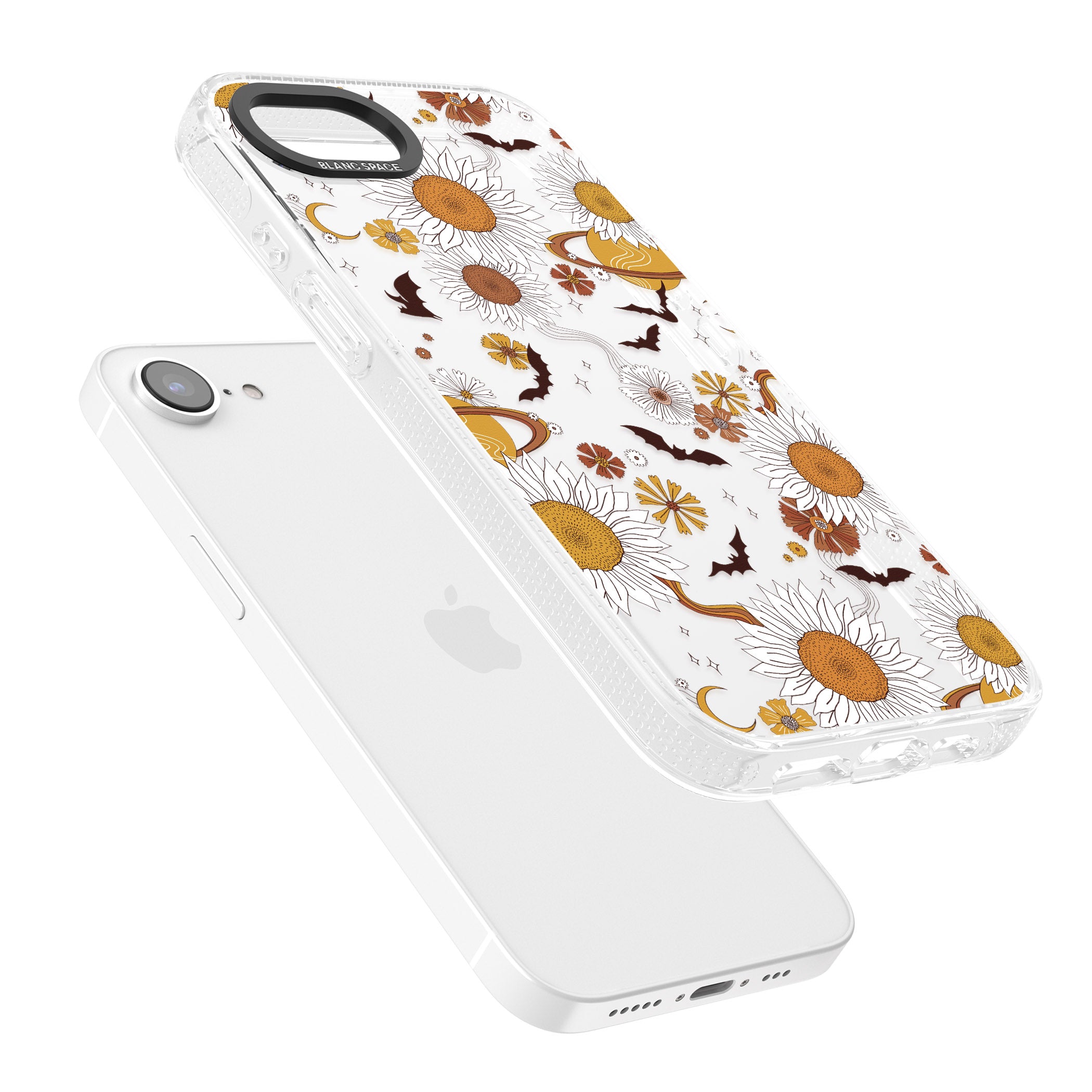 Halloween Bats and Planets iPhone 16e Clear Case Impact Air - Blanc Space