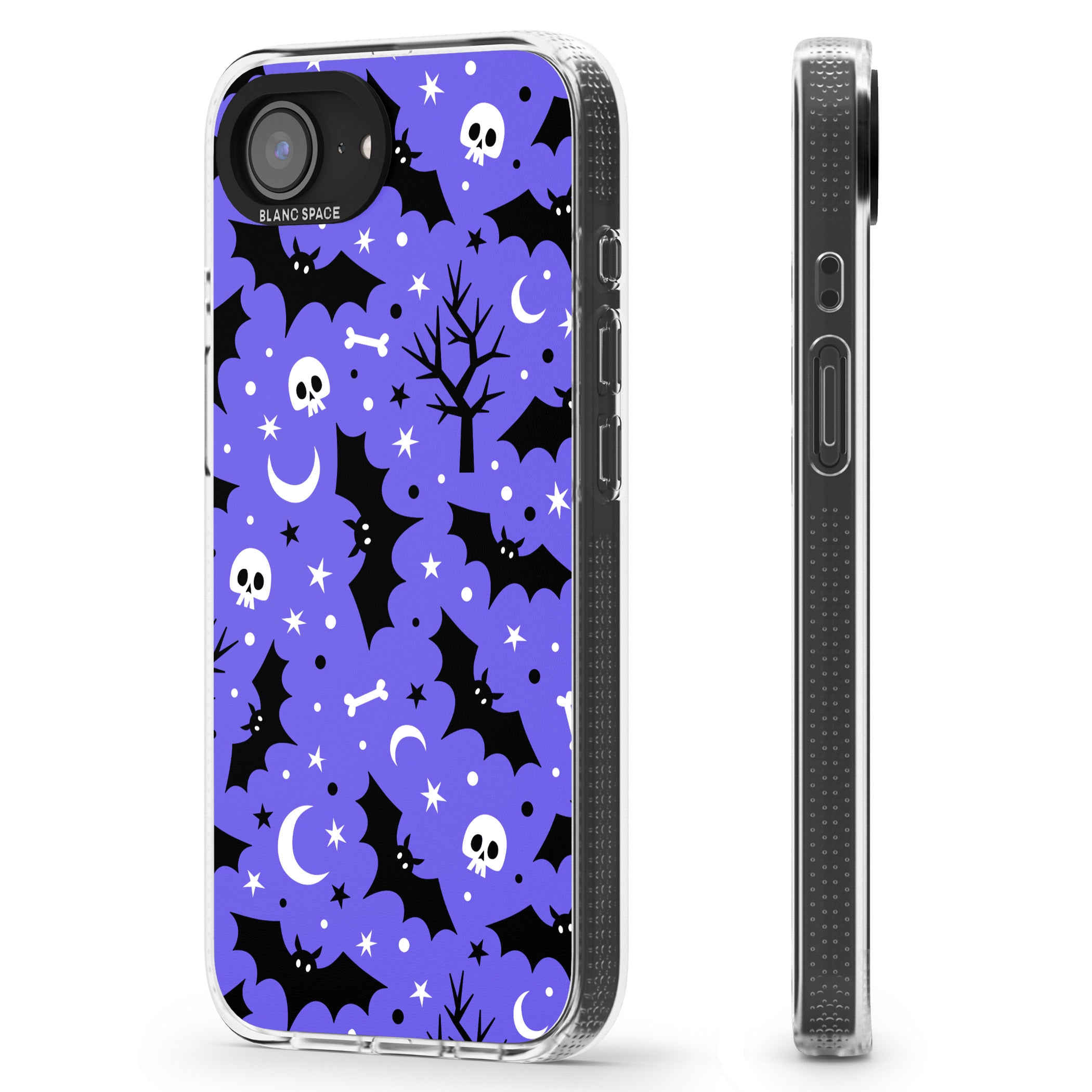 Bats n' Bones Pattern iPhone 16e Clear Case Impact Air - Blanc Space