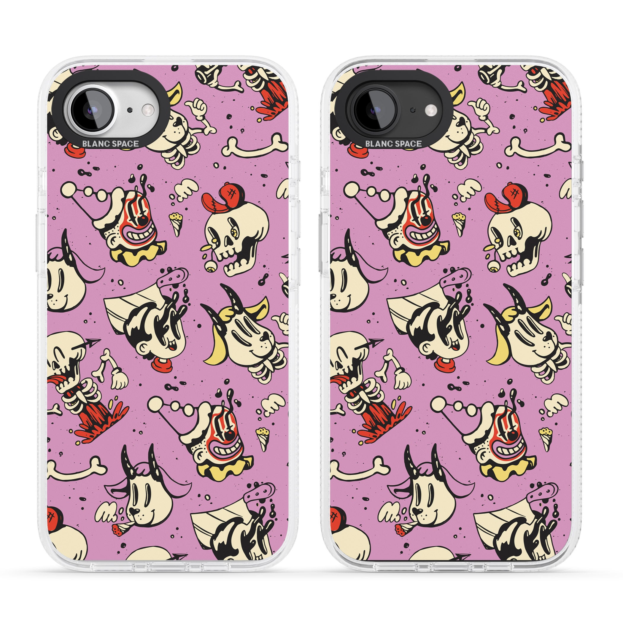 Purple Retro Halloween Pattern iPhone 16e Clear Case Impact Air - Blanc Space