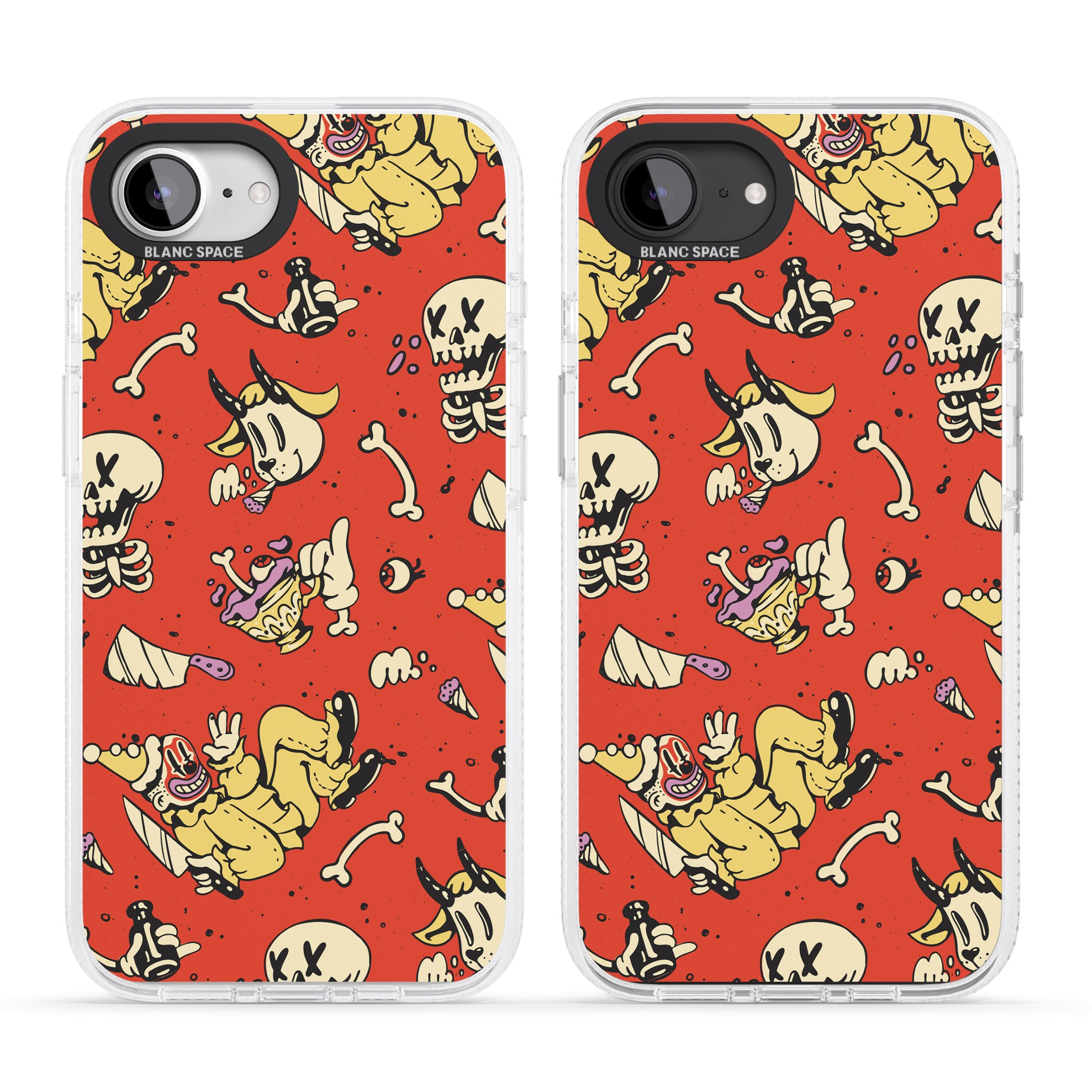 Red Retro Halloween Pattern iPhone 16e Clear Case Impact Air - Blanc Space