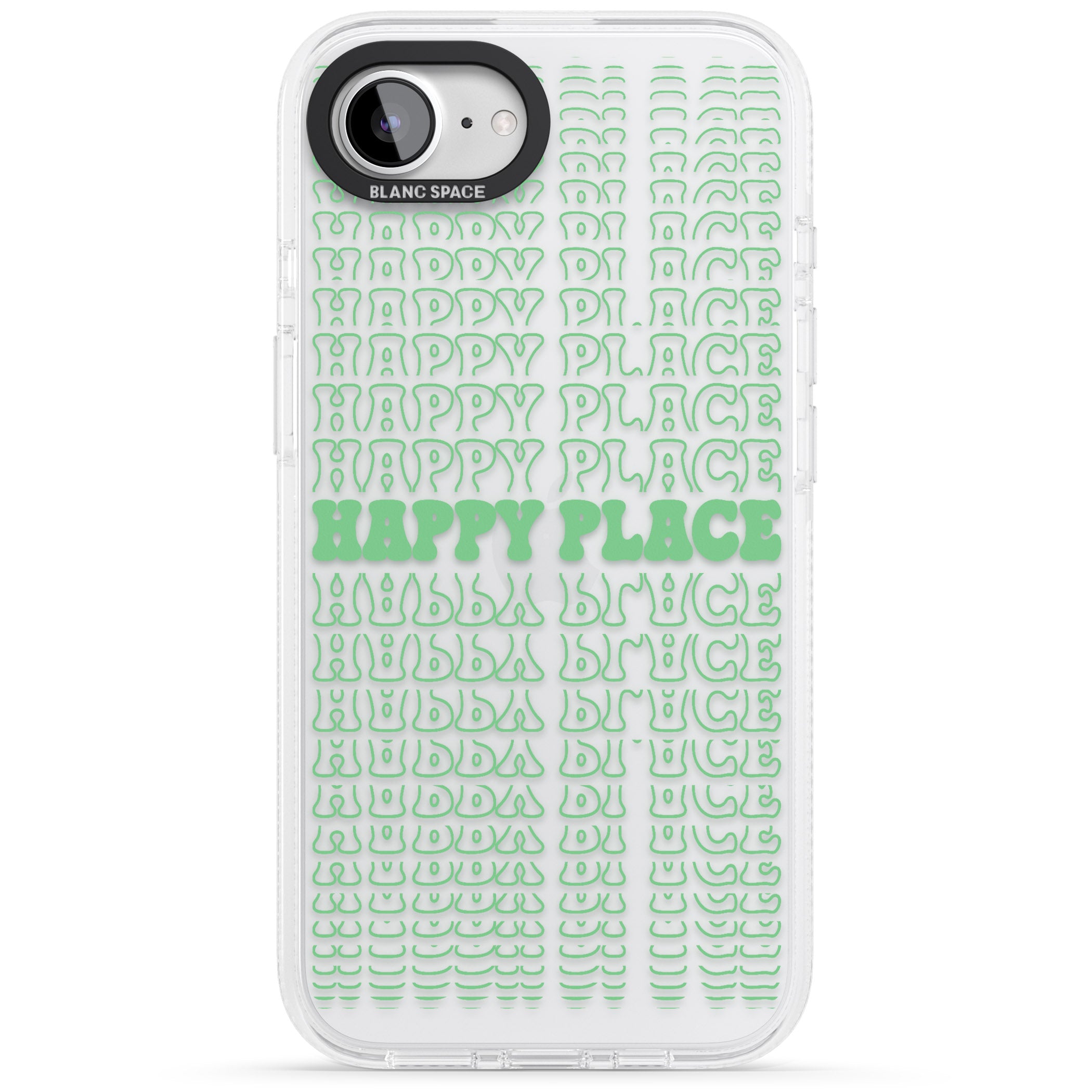 Happy Place (Green) iPhone 16e Clear Case Impact Air - Blanc Space