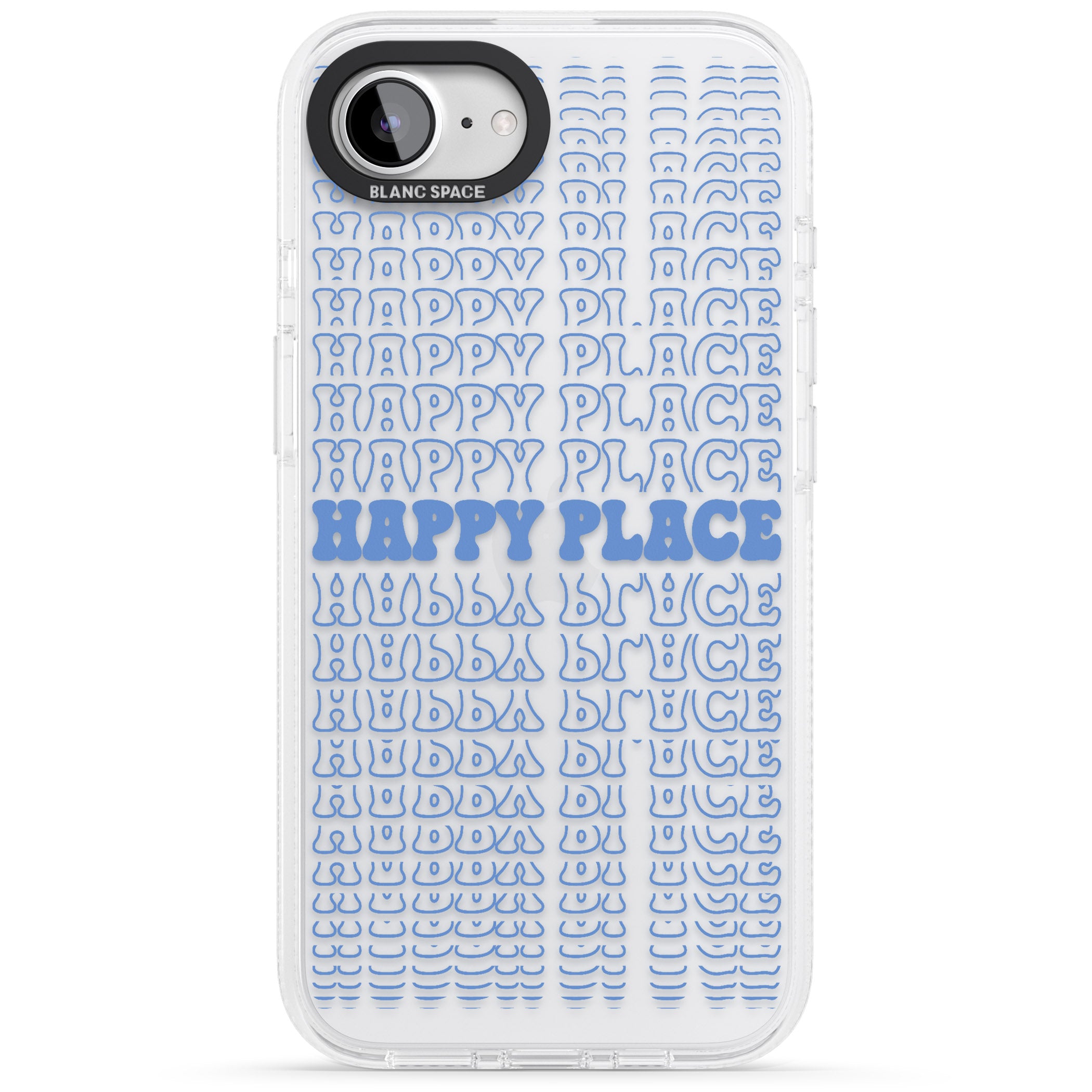 Happy Place (Blue) iPhone 16e Clear Case Impact Air - Blanc Space