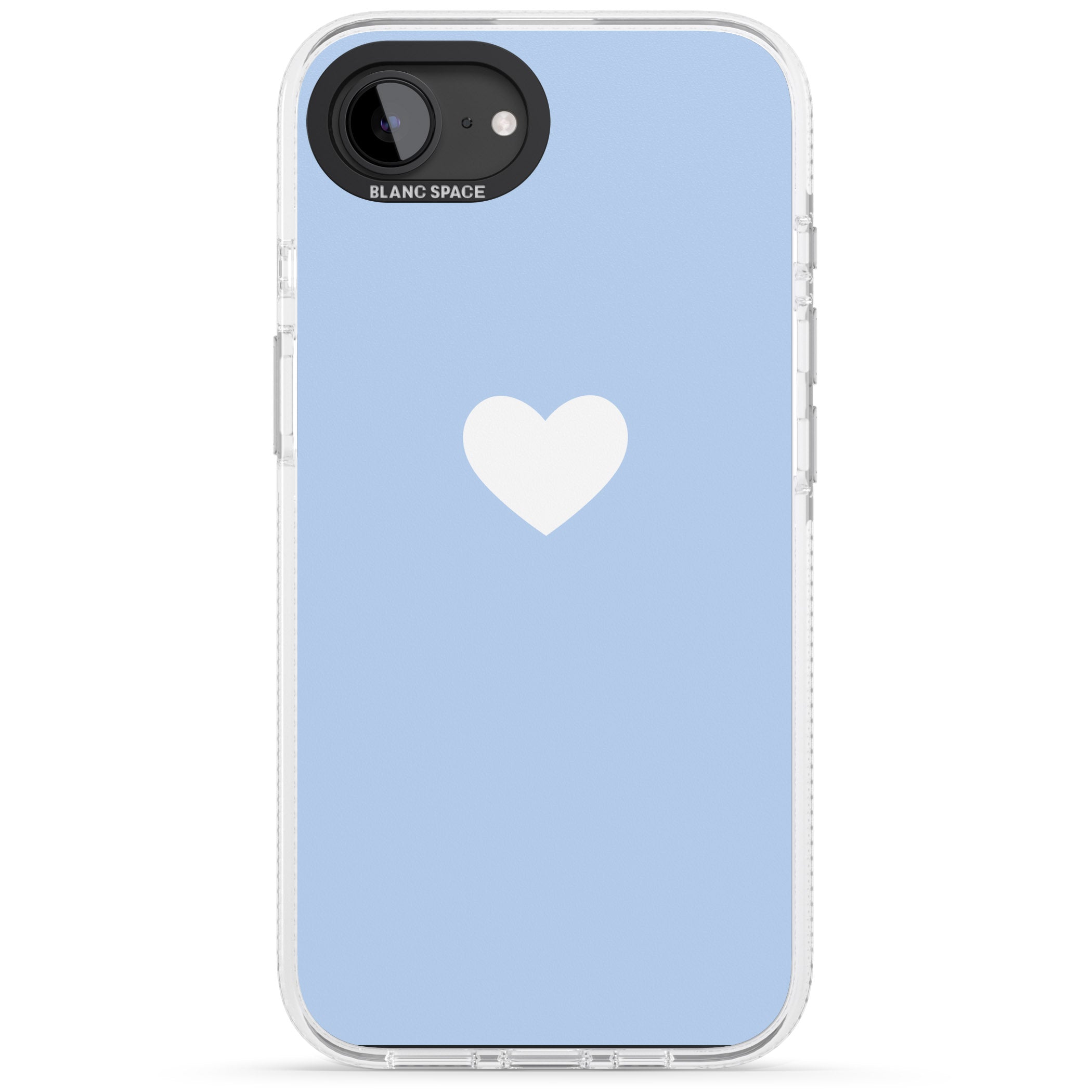 Single Heart Design: White & Baby Blue iPhone 16e Clear Case Impact Air - Blanc Space