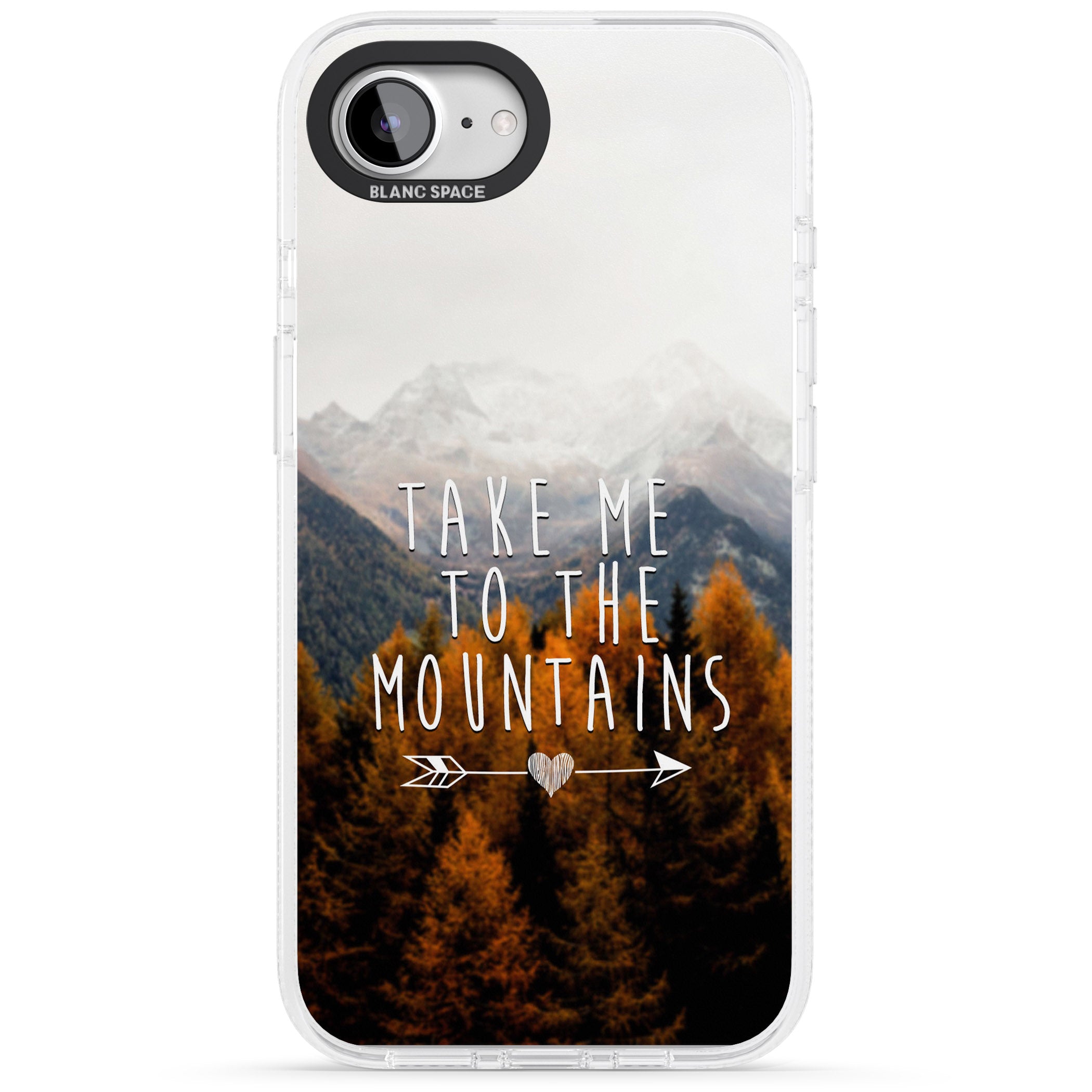 Take Me Mountains Quote iPhone 16e Clear Case Impact Air - Blanc Space