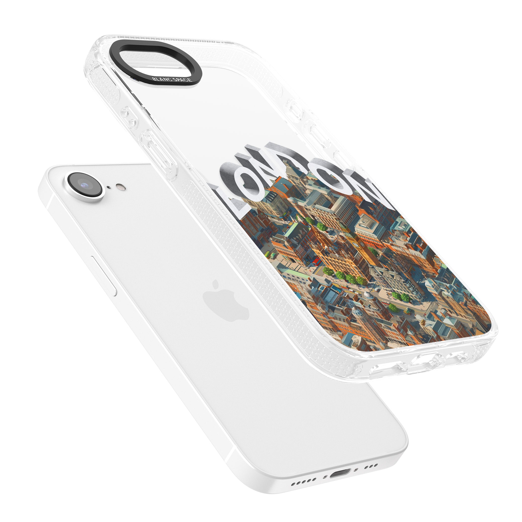 London iPhone 16e Clear Case Impact Air - Blanc Space