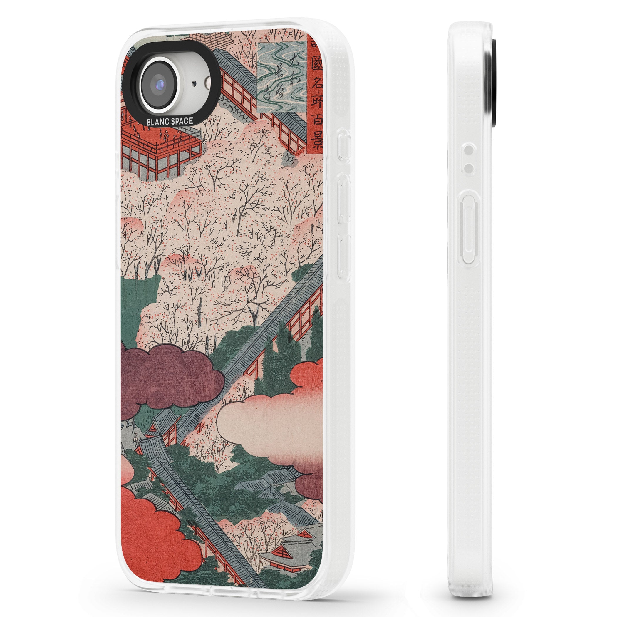 Vintage Japanese Illustrations Japanese City iPhone 16e Clear Case Impact Air - Blanc Space