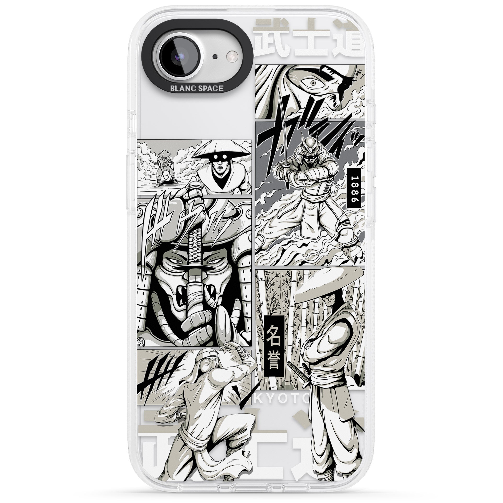 Greyscale Anime Comic iPhone 16e Clear Case Impact Air - Blanc Space