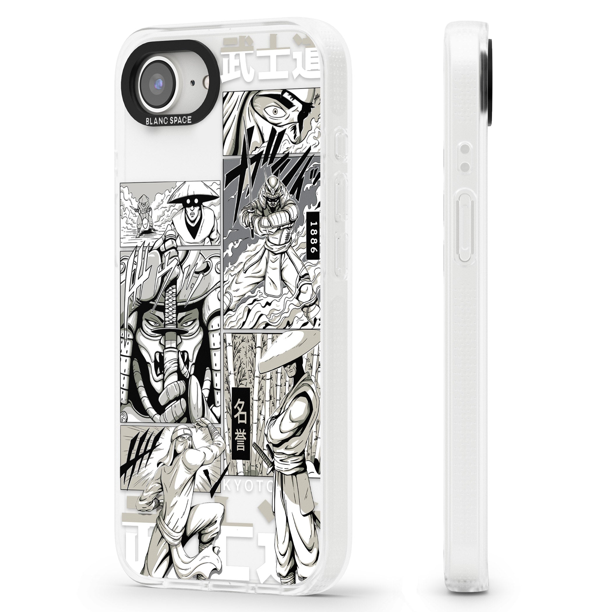 Greyscale Anime Comic iPhone 16e Clear Case Impact Air - Blanc Space