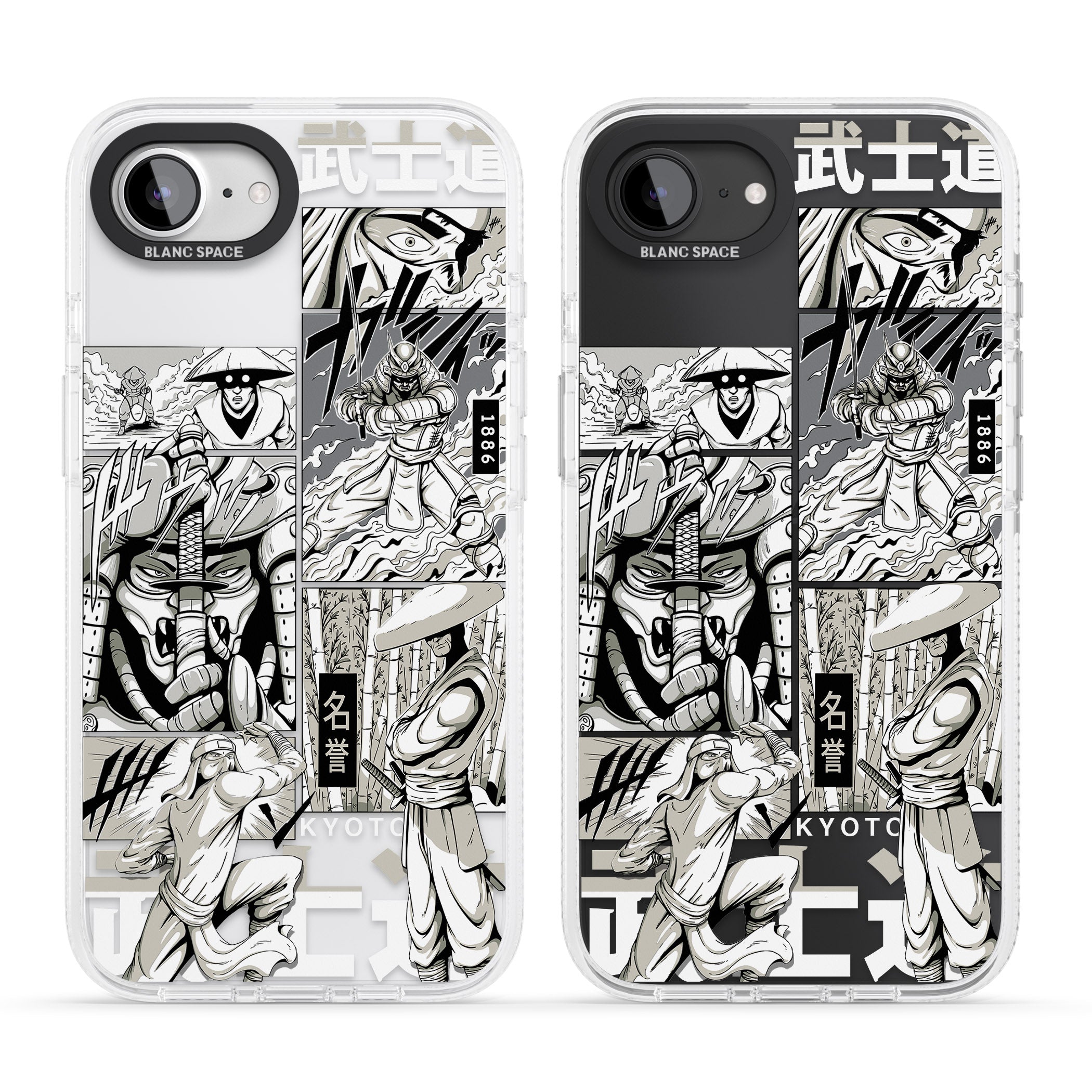 Greyscale Anime Comic iPhone 16e Clear Case Impact Air - Blanc Space
