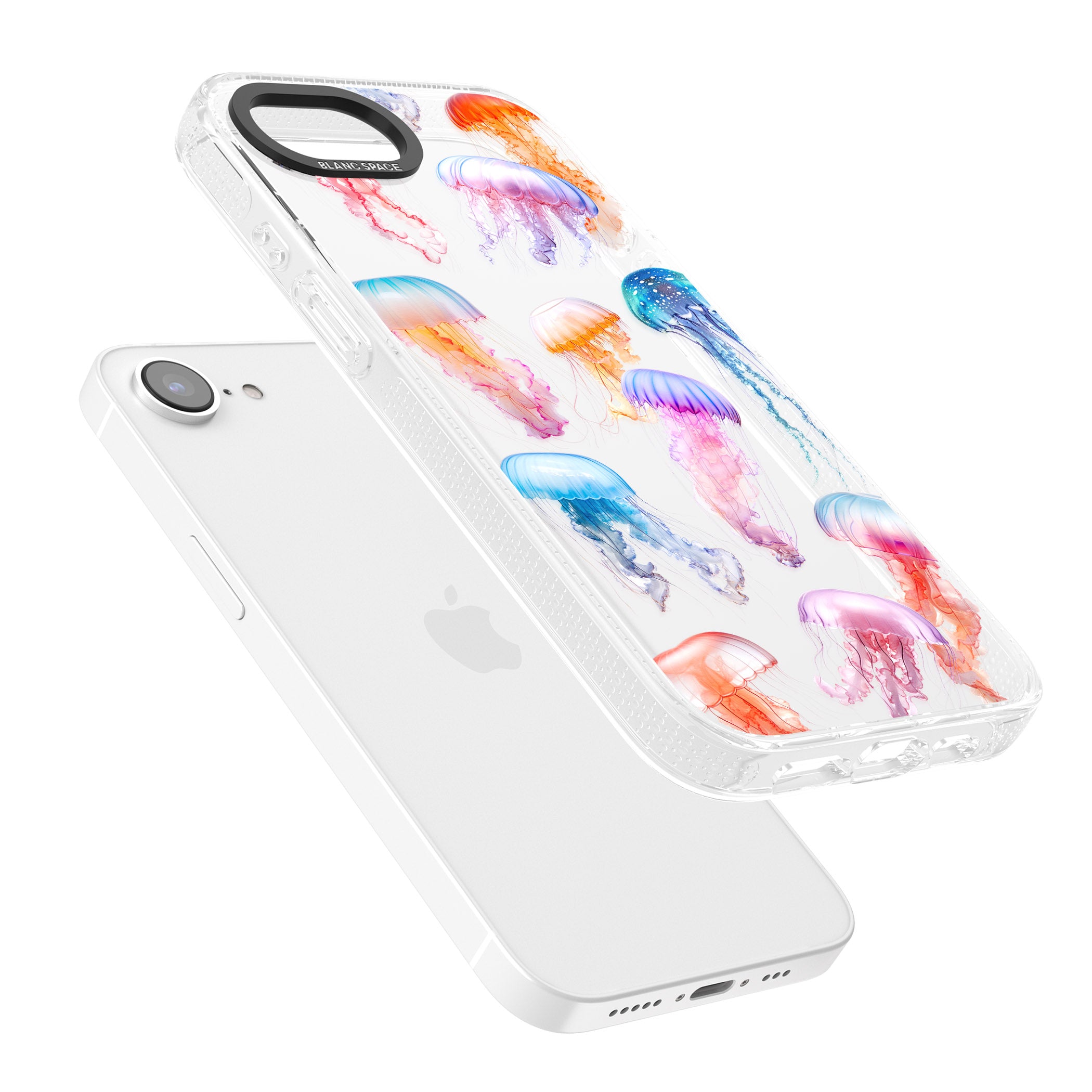 Vibrant Jellyfish iPhone 16e Clear Case Impact Air - Blanc Space