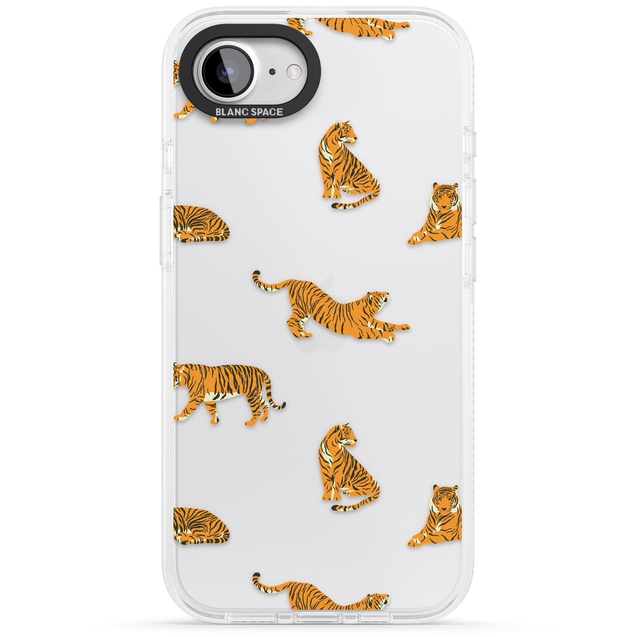 Clear Tiger Jungle Cat Pattern iPhone 16e Clear Case Impact Air - Blanc Space