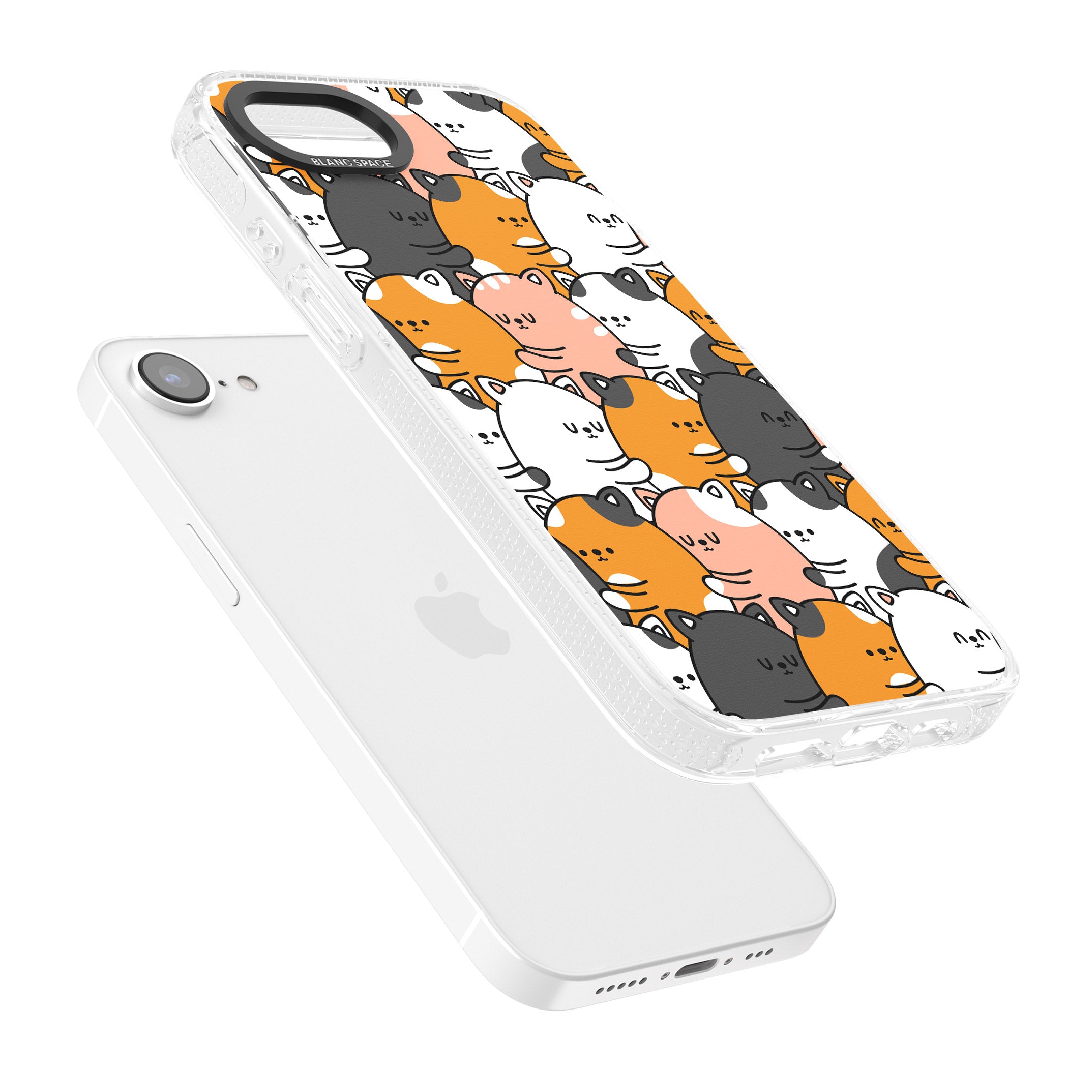 Spooning Cats Kawaii Pattern iPhone 16e Clear Case Impact Air - Blanc Space