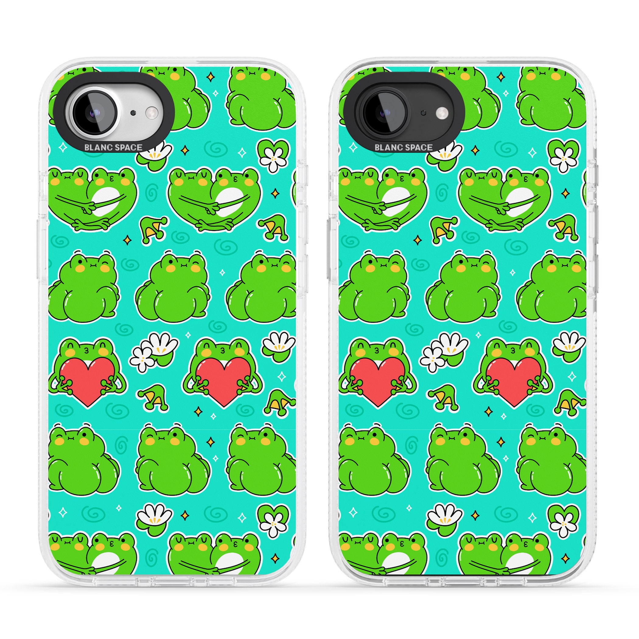 Frog Booty Kawaii Pattern iPhone 16e Clear Case Impact Air - Blanc Space