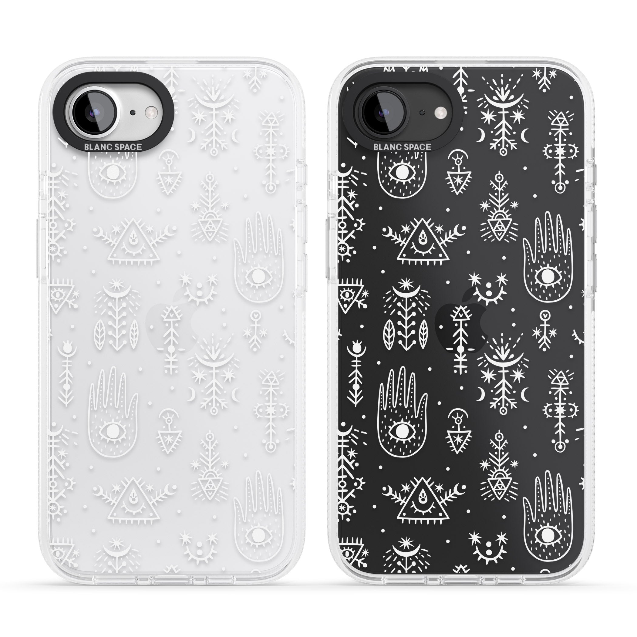 Black Tribal Palms iPhone 16e Clear Case Impact Air - Blanc Space