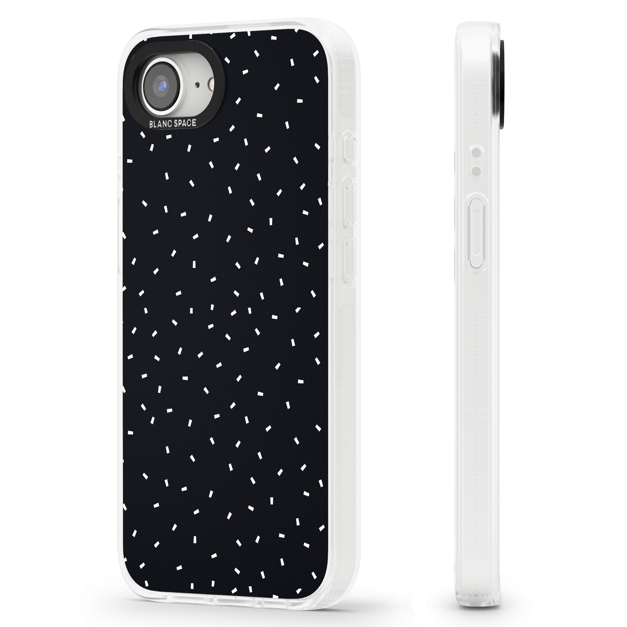 Confetti (Black) iPhone 16e Clear Case Impact Air - Blanc Space