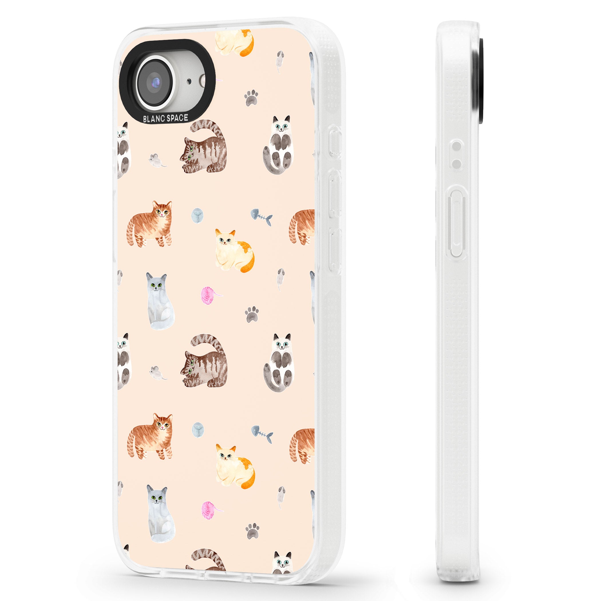 Cats with Toys iPhone 16e Clear Case Impact Air - Blanc Space