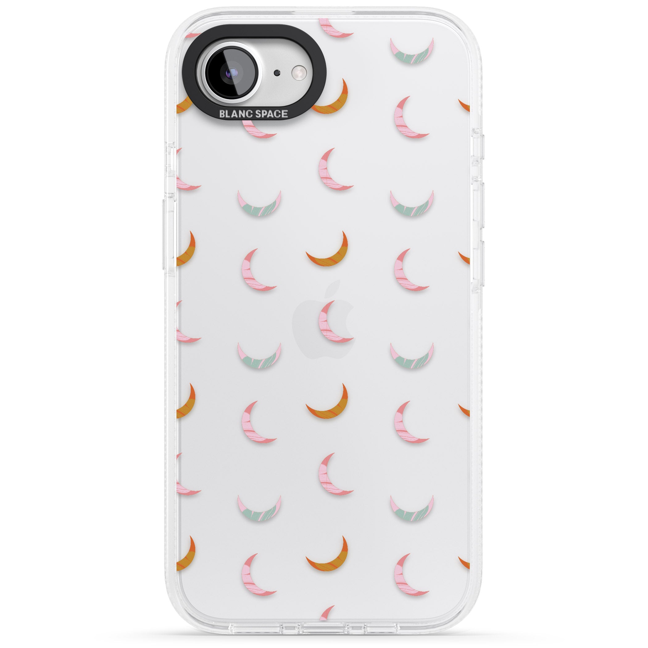 Colourful Crescent Moons iPhone 16e Clear Case Impact Air - Blanc Space