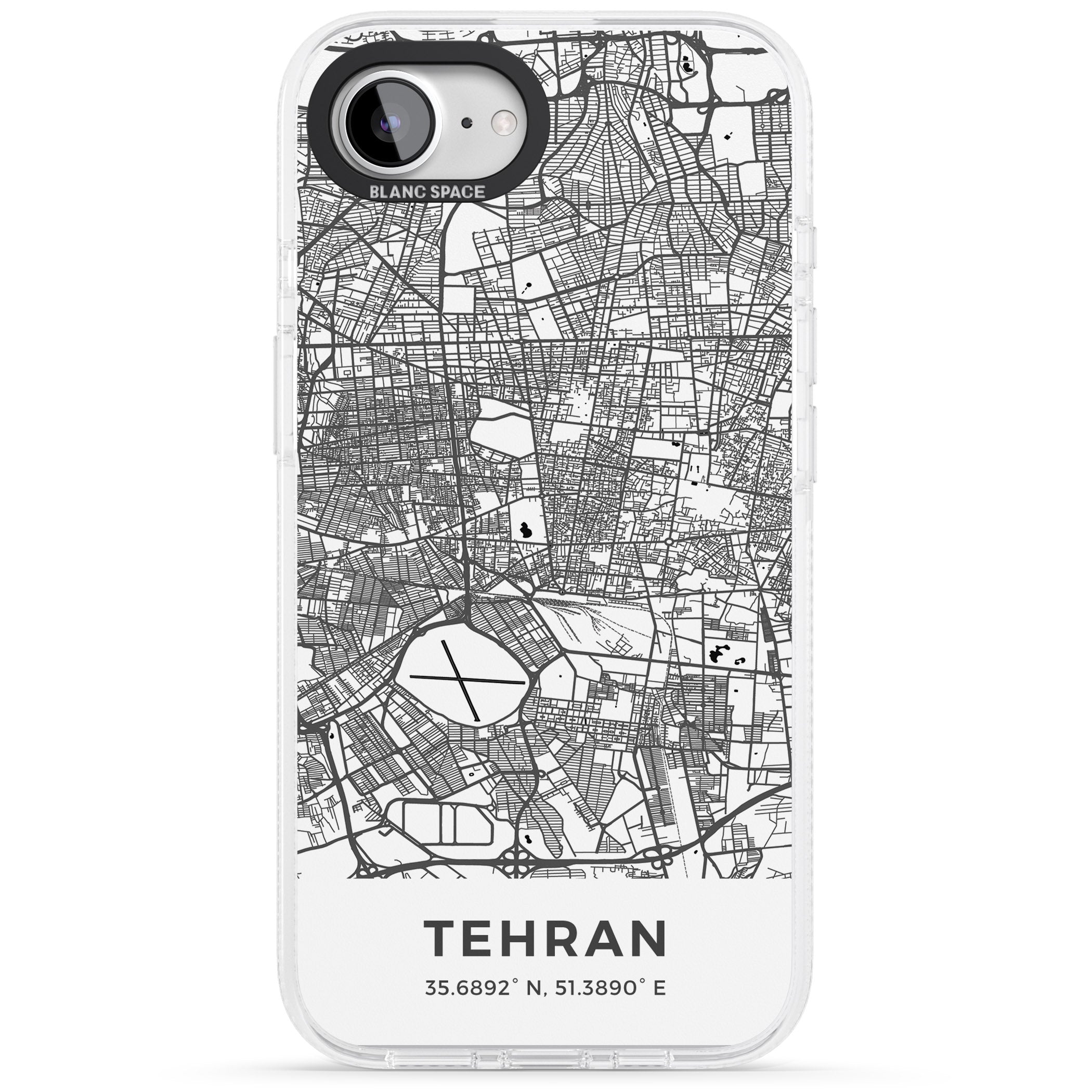 Map of Tehran, Iran iPhone 16e Clear Case Impact Air - Blanc Space