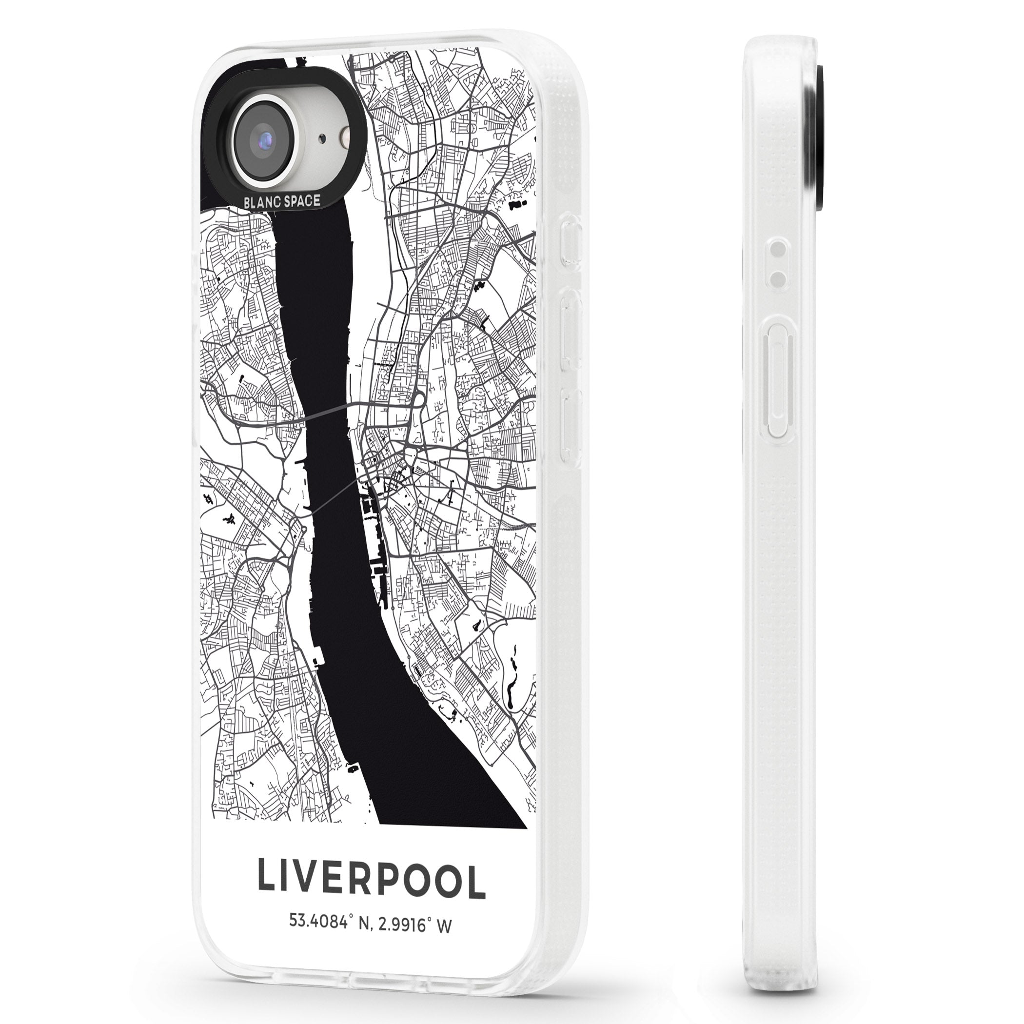 Map of Liverpool, England iPhone 16e Clear Case Impact Air - Blanc Space