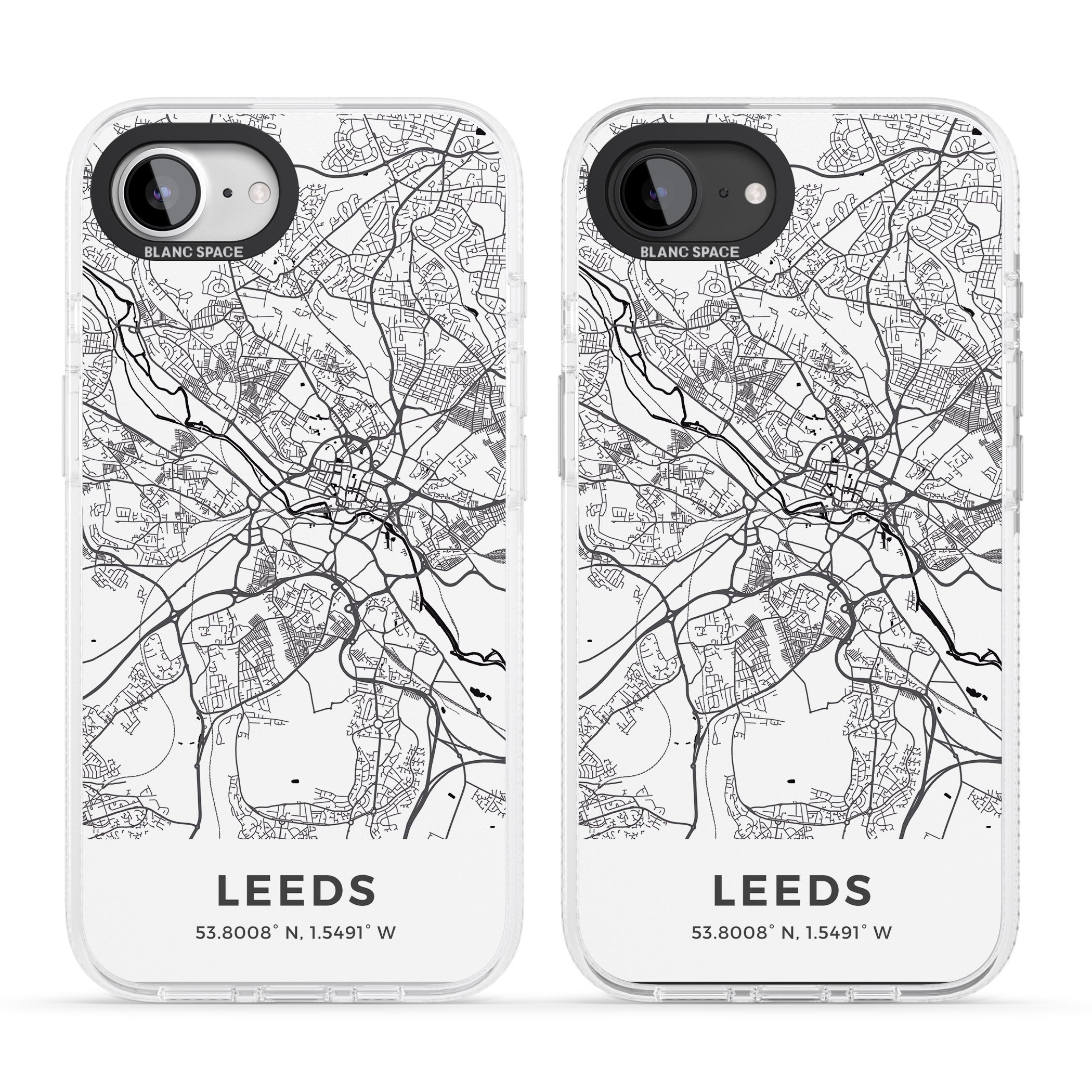 Map of Leeds, England iPhone 16e Clear Case Impact Air - Blanc Space