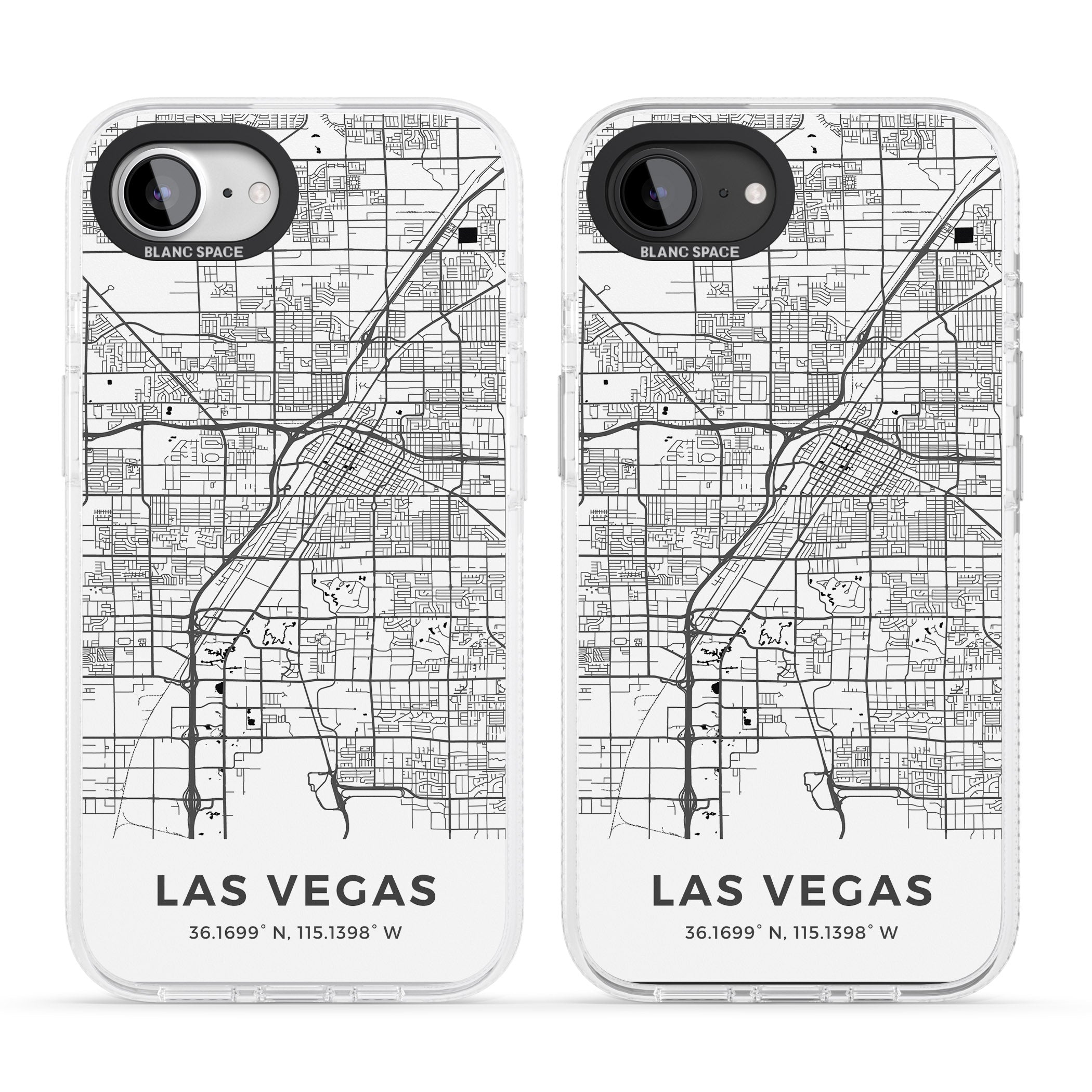 Map of Las Vegas, Nevada iPhone 16e Clear Case Impact Air - Blanc Space