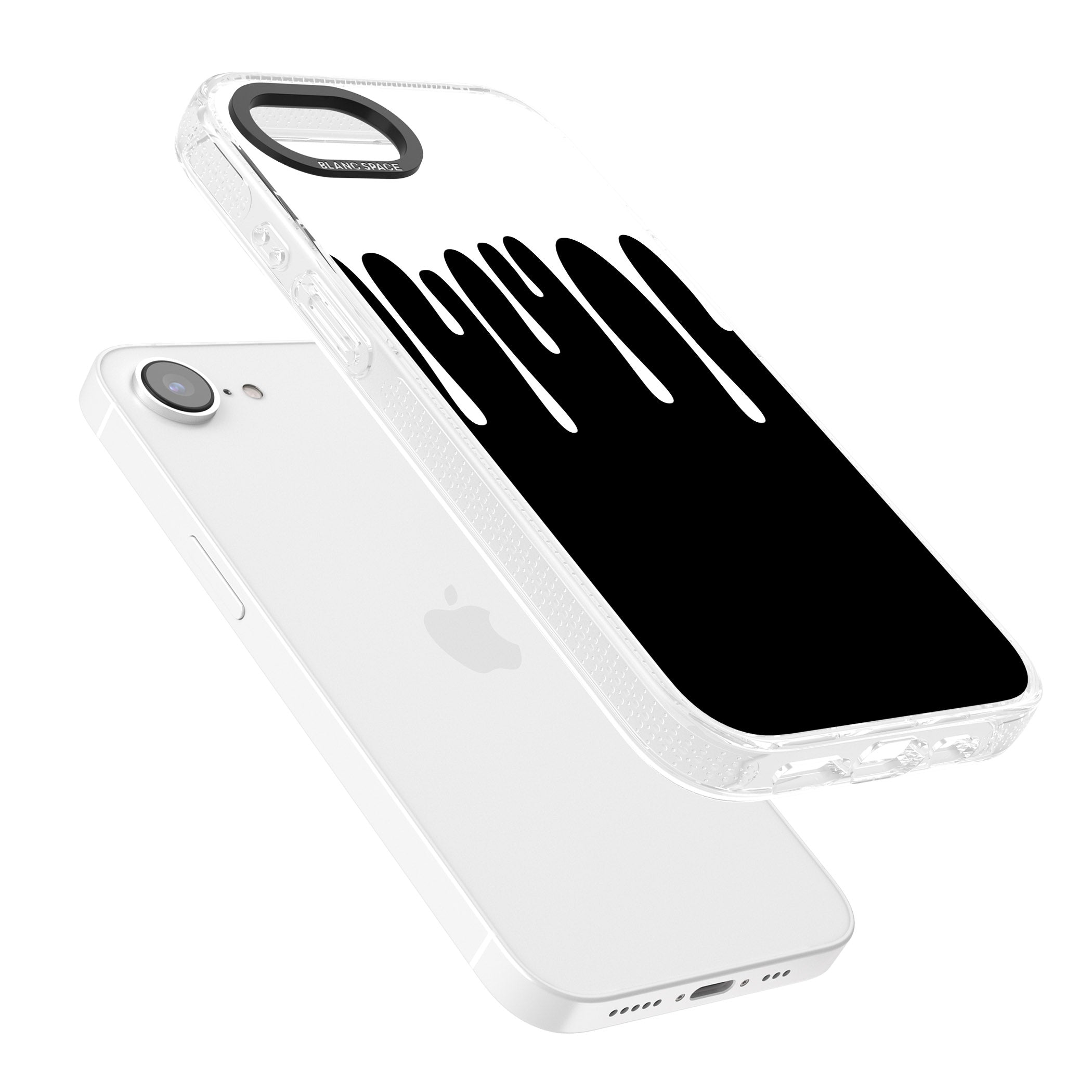 Melted Effect: White & Black iPhone 16e Clear Case Impact Air - Blanc Space
