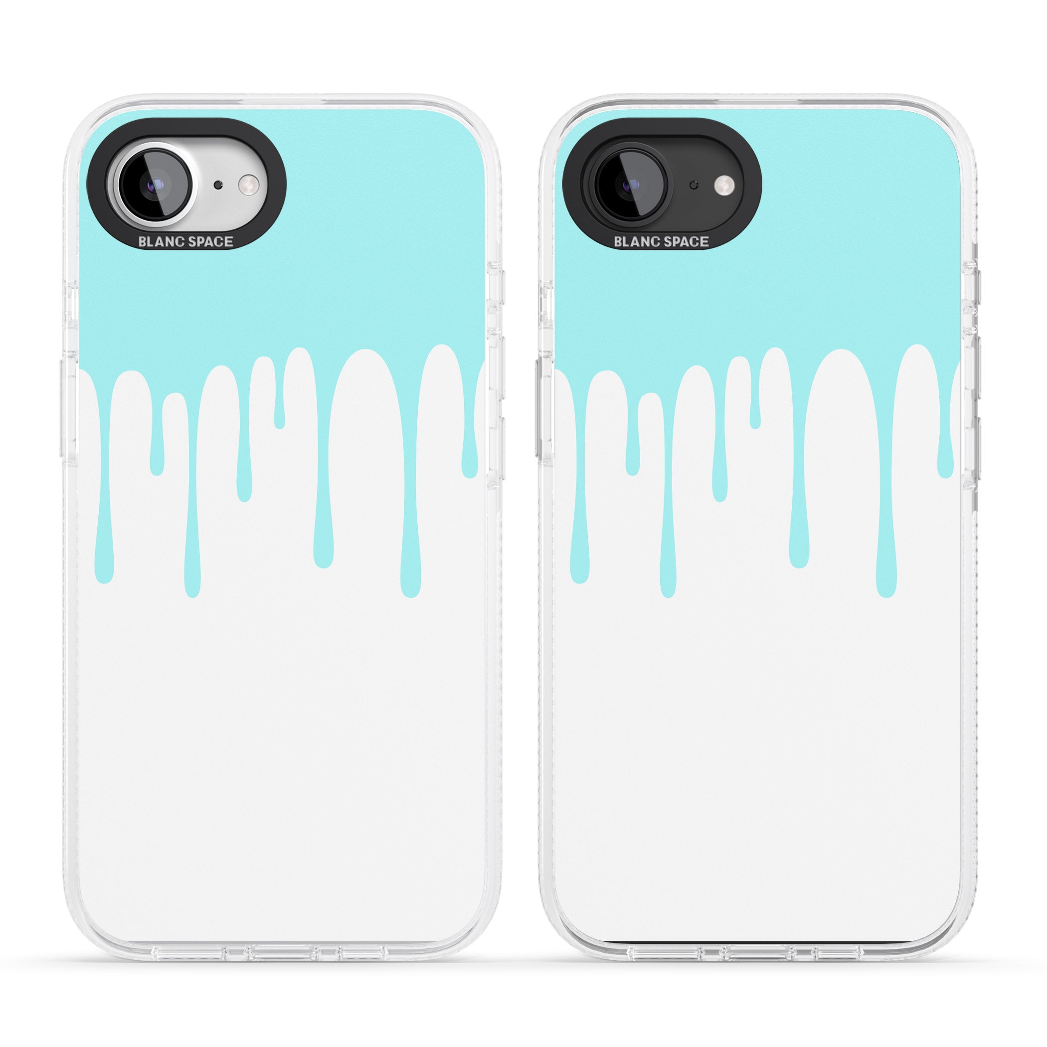 Melted Effect: Teal & White iPhone 16e Clear Case Impact Air - Blanc Space