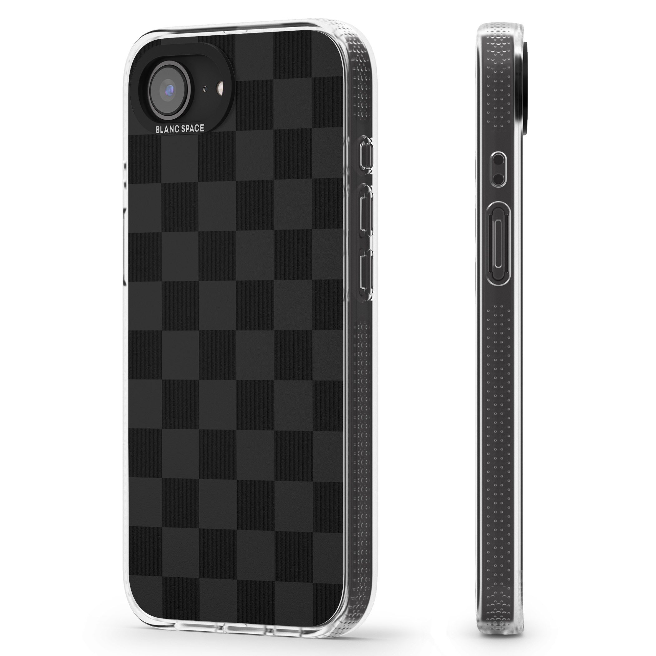 BLACK CHECKERED iPhone 16e Clear Case Impact Air - Blanc Space