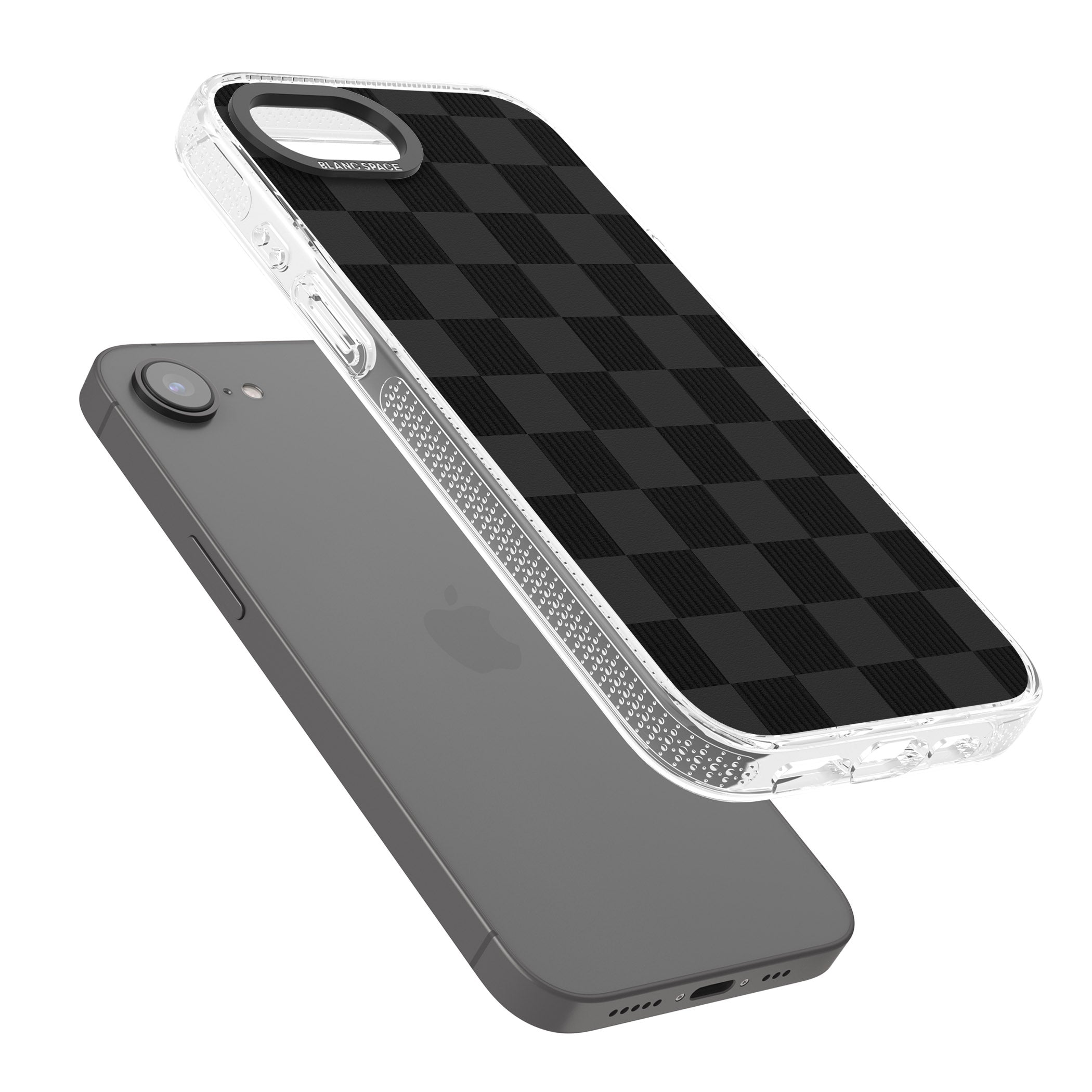 BLACK CHECKERED iPhone 16e Clear Case Impact Air - Blanc Space